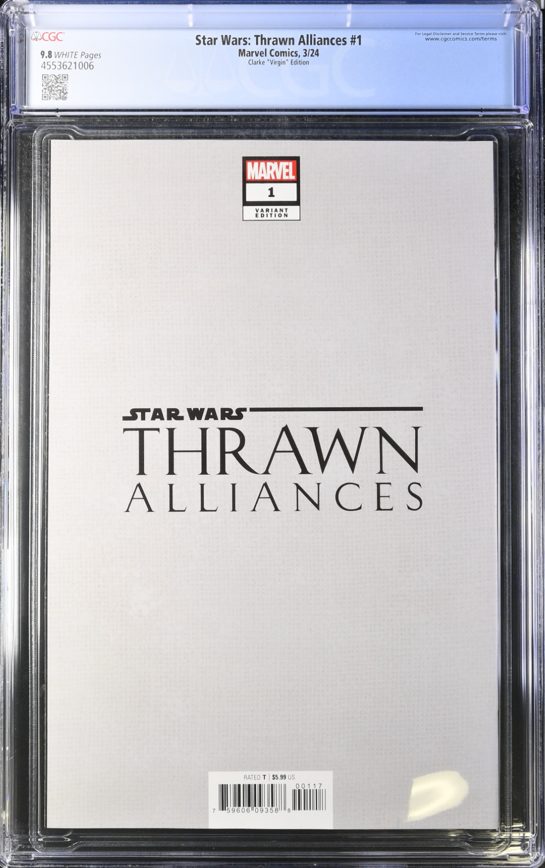 Star Wars: Thrawn Alliances #1 Clarke 1:100 Virgin Retailer Incentive Variant CGC 9.8