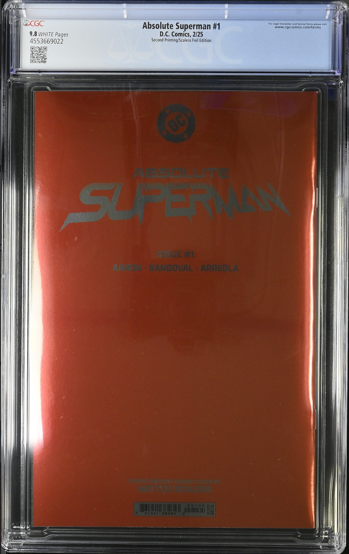 Absolute Superman #1 Second Printing Scalera Foil Variant CGC 9.8