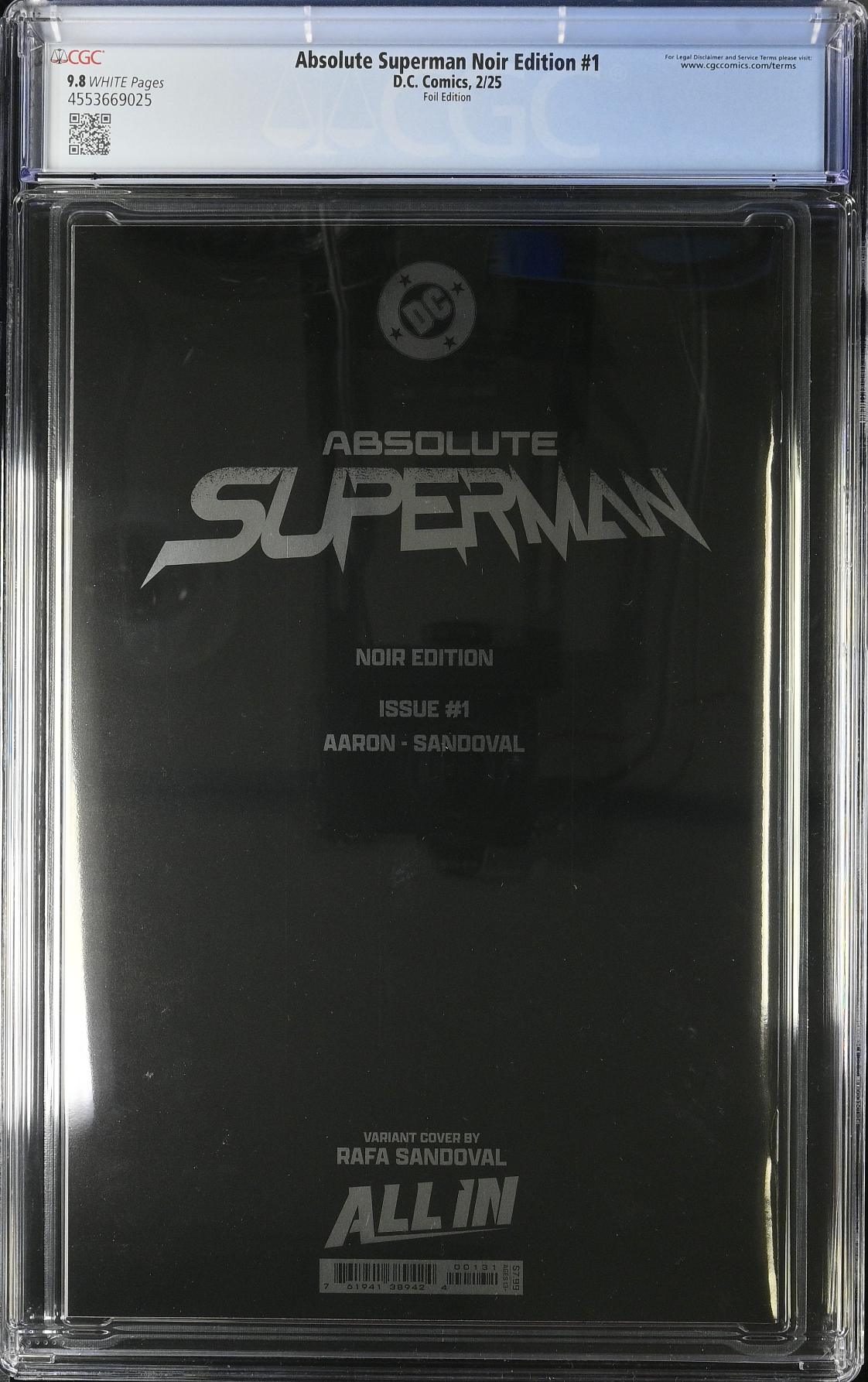 Absolute Superman Noir Edition #1 Sandoval Foil Variant CGC 9.8