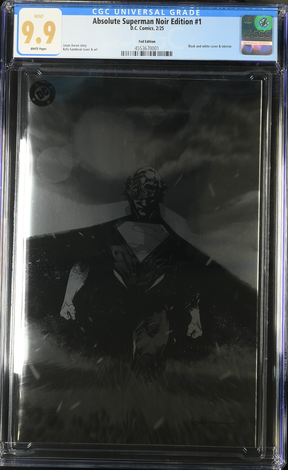 Absolute Superman Noir Edition #1 Sandoval Foil Variant CGC 9.9