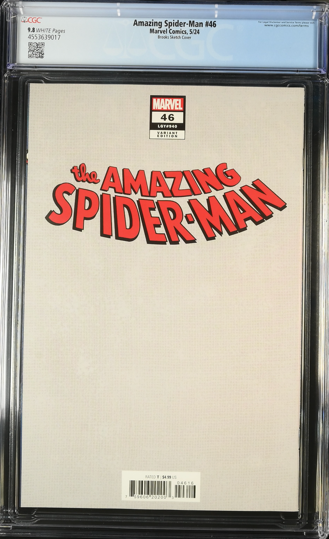 Amazing Spider-Man #46 Brooks 1:50 Virgin Headshot Retailer Incentive Variant CGC 9.8