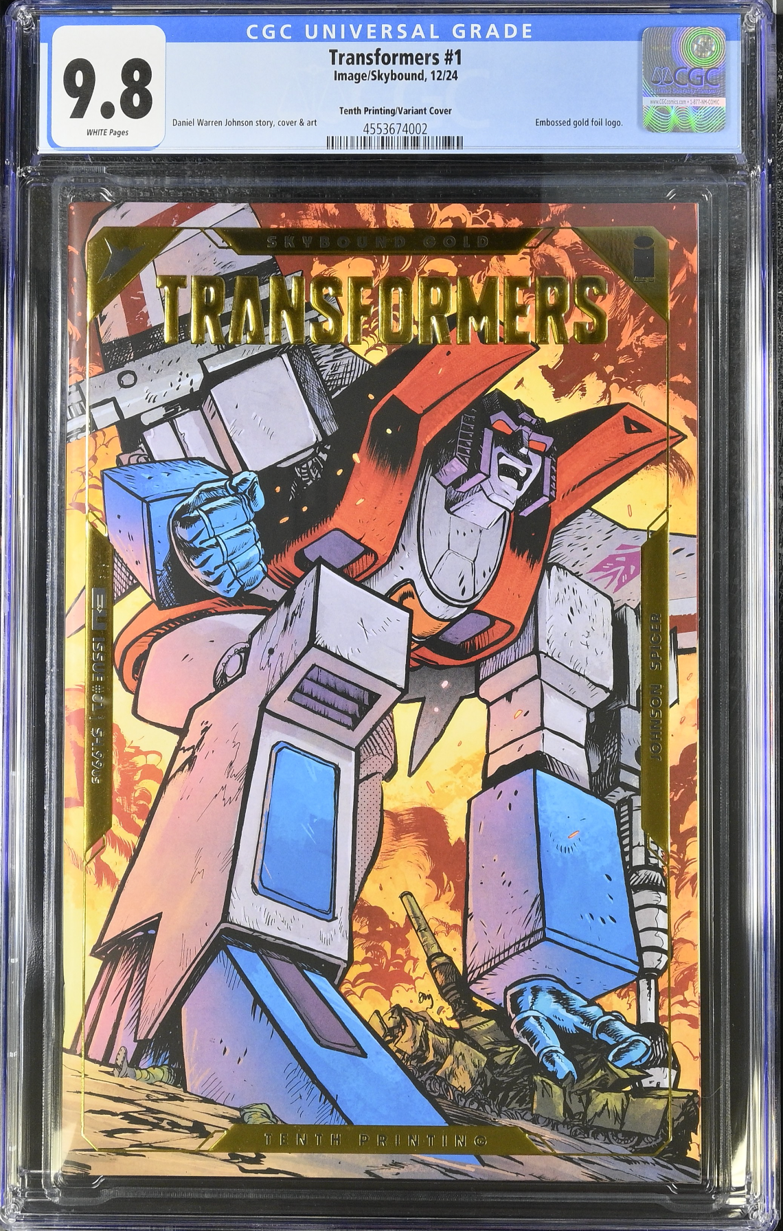 Transformers #1 Tenth Printing - Cover B - Starscream Gold Foil Variant CGC 9.8