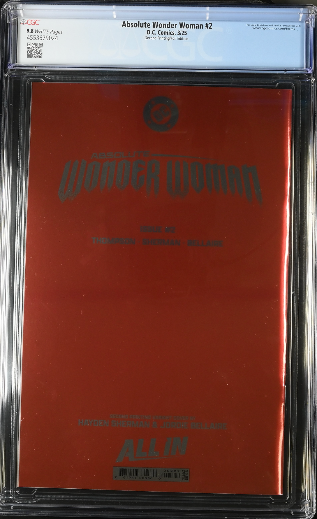 Absolute Wonder Woman #2 Second Printing Sherman 1:25 Foil Retailer Incentive Variant CGC 9.8