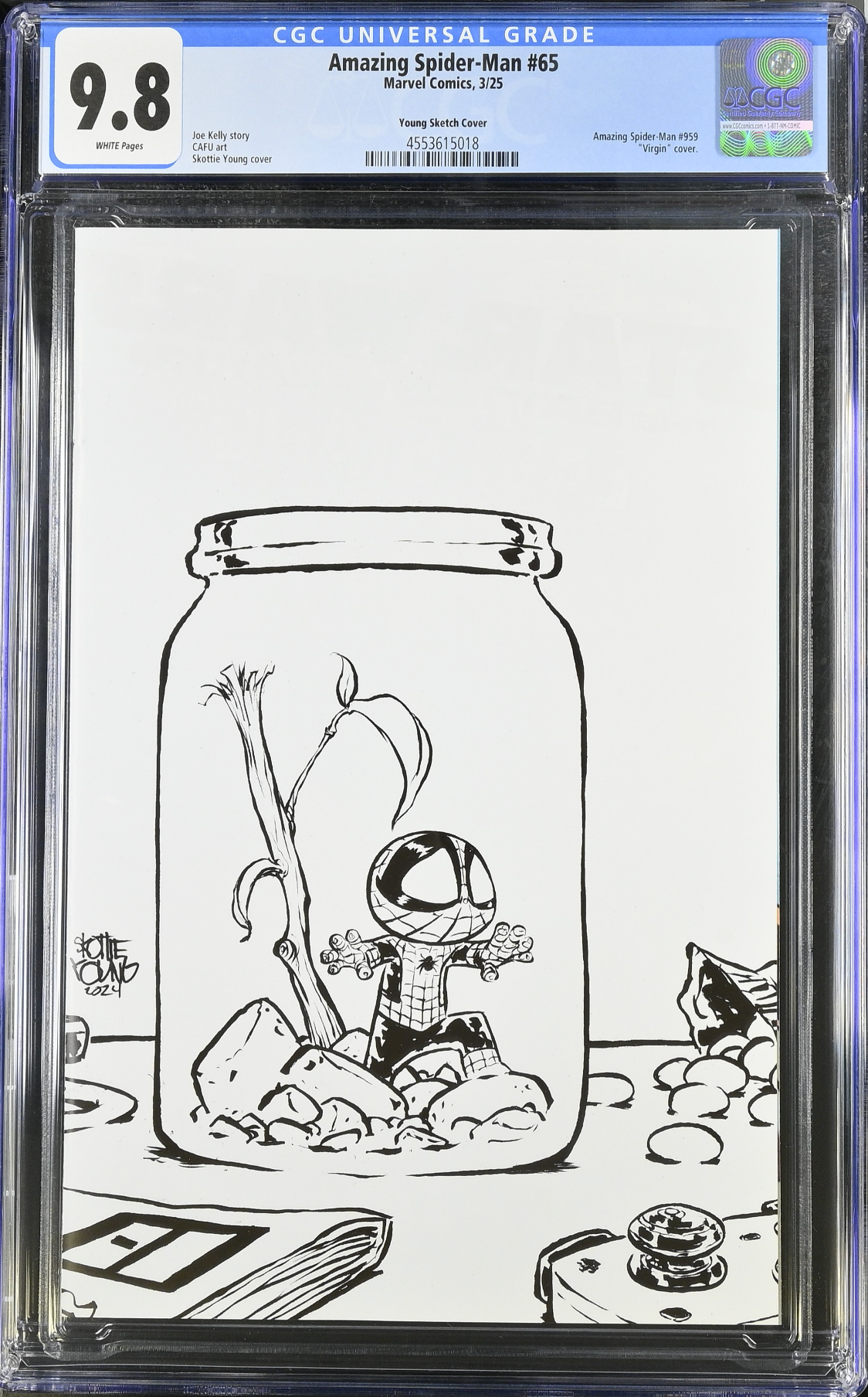 Amazing Spider-Man #65 Young 8 Deaths of Spider-Man B/W Virgin 1:100 Retailer Incentive Variant CGC 9.8