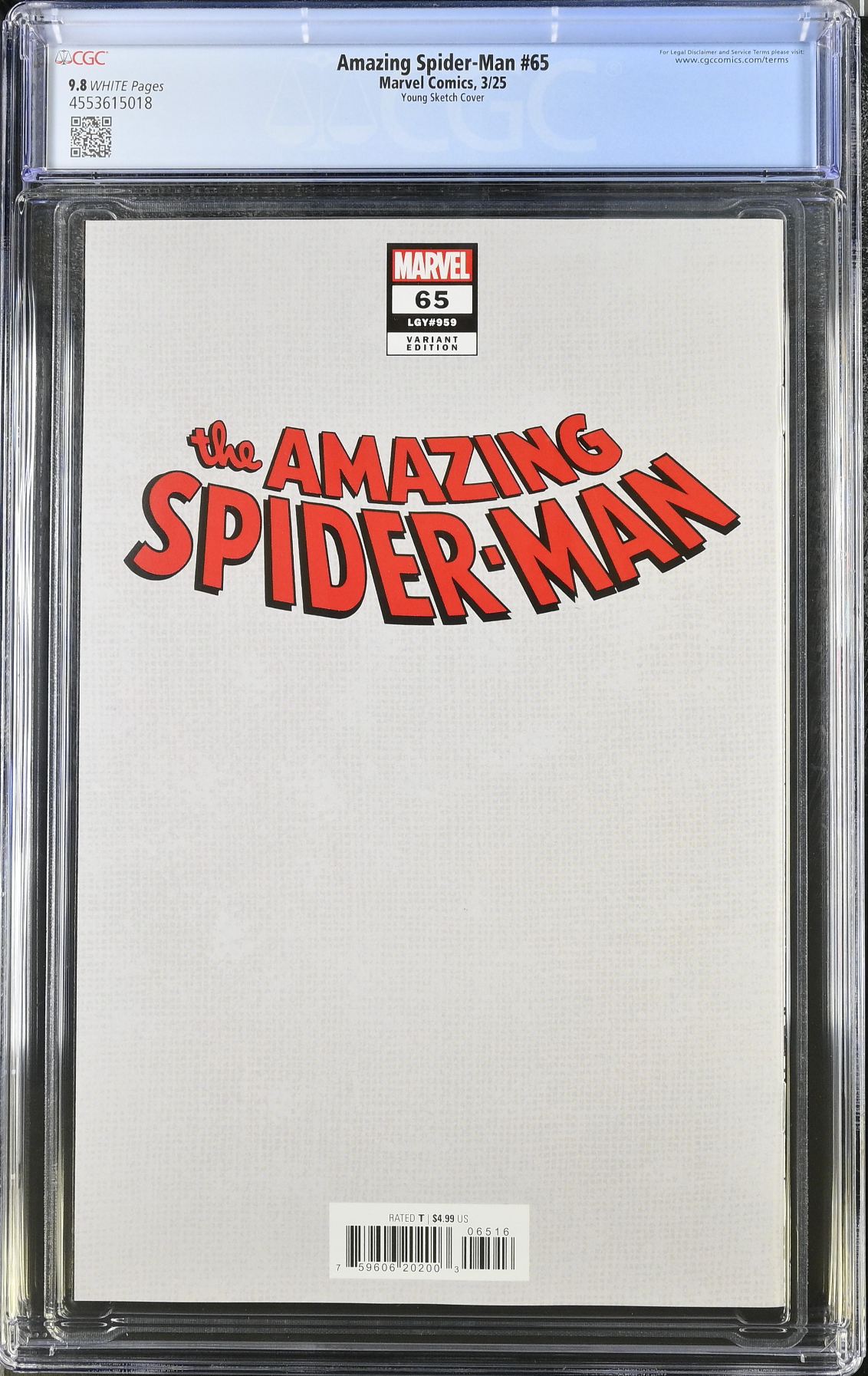 Amazing Spider-Man #65 Young 8 Deaths of Spider-Man B/W Virgin 1:100 Retailer Incentive Variant CGC 9.8