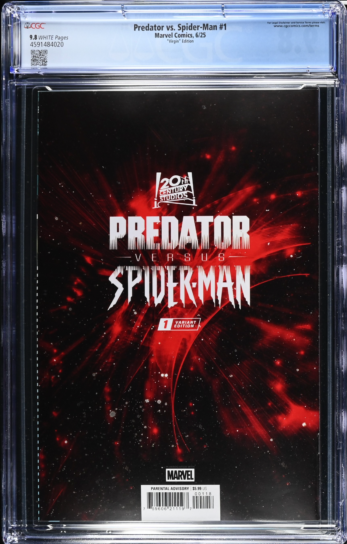 Predator vs. Spider-Man #1 Siqueira 1:100 Virgin Retailer Incentive Variant CGC 9.8