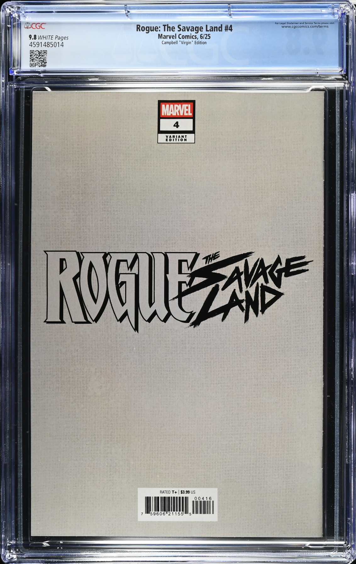Rogue: The Savage Land #4 Campbell 1:100 Virgin Retailer Incentive Variant CG 9.8