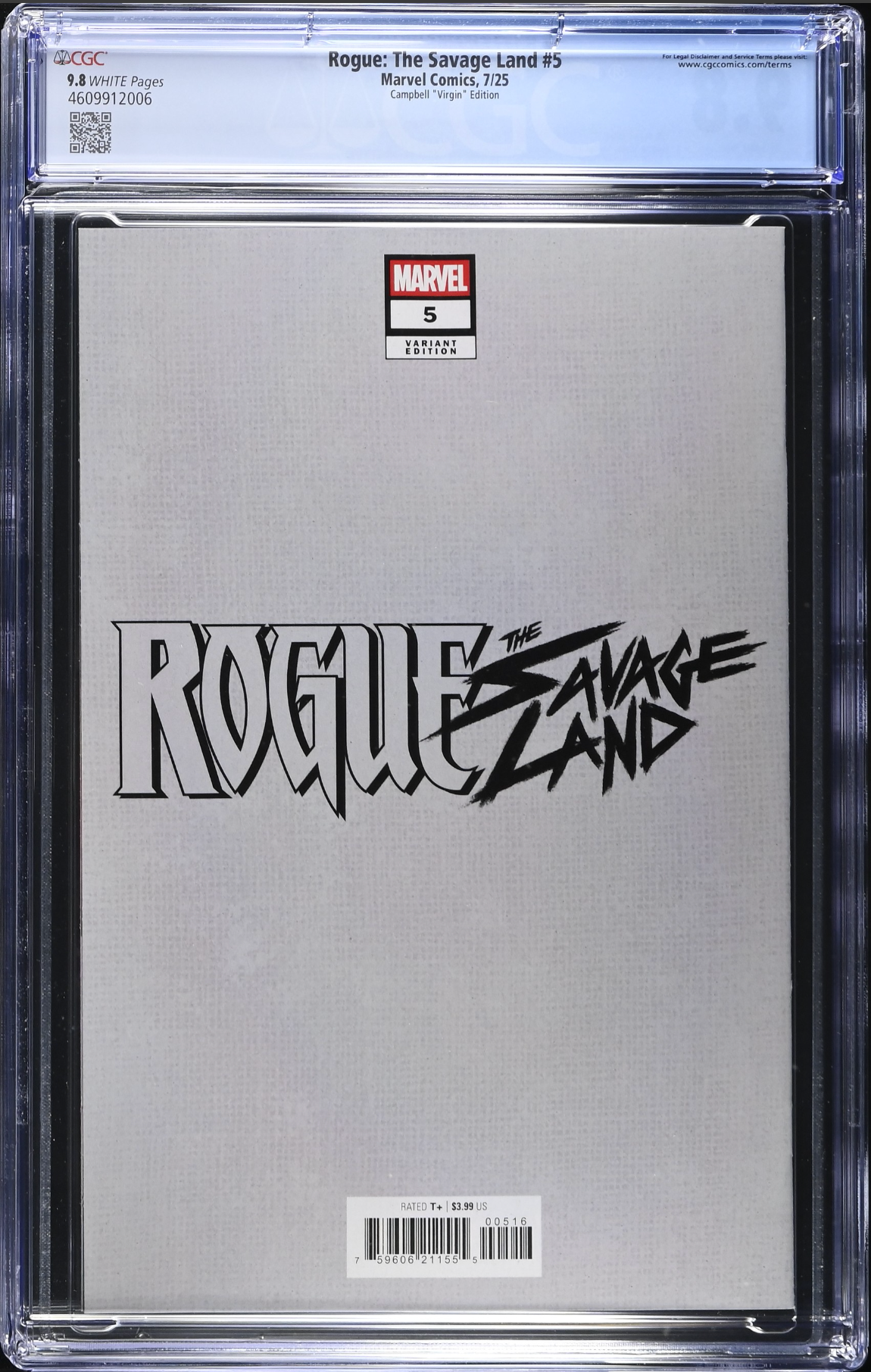 Rogue: The Savage Land #5 Campbell 1:100 Virgin Retailer Incentive Variant CG 9.8