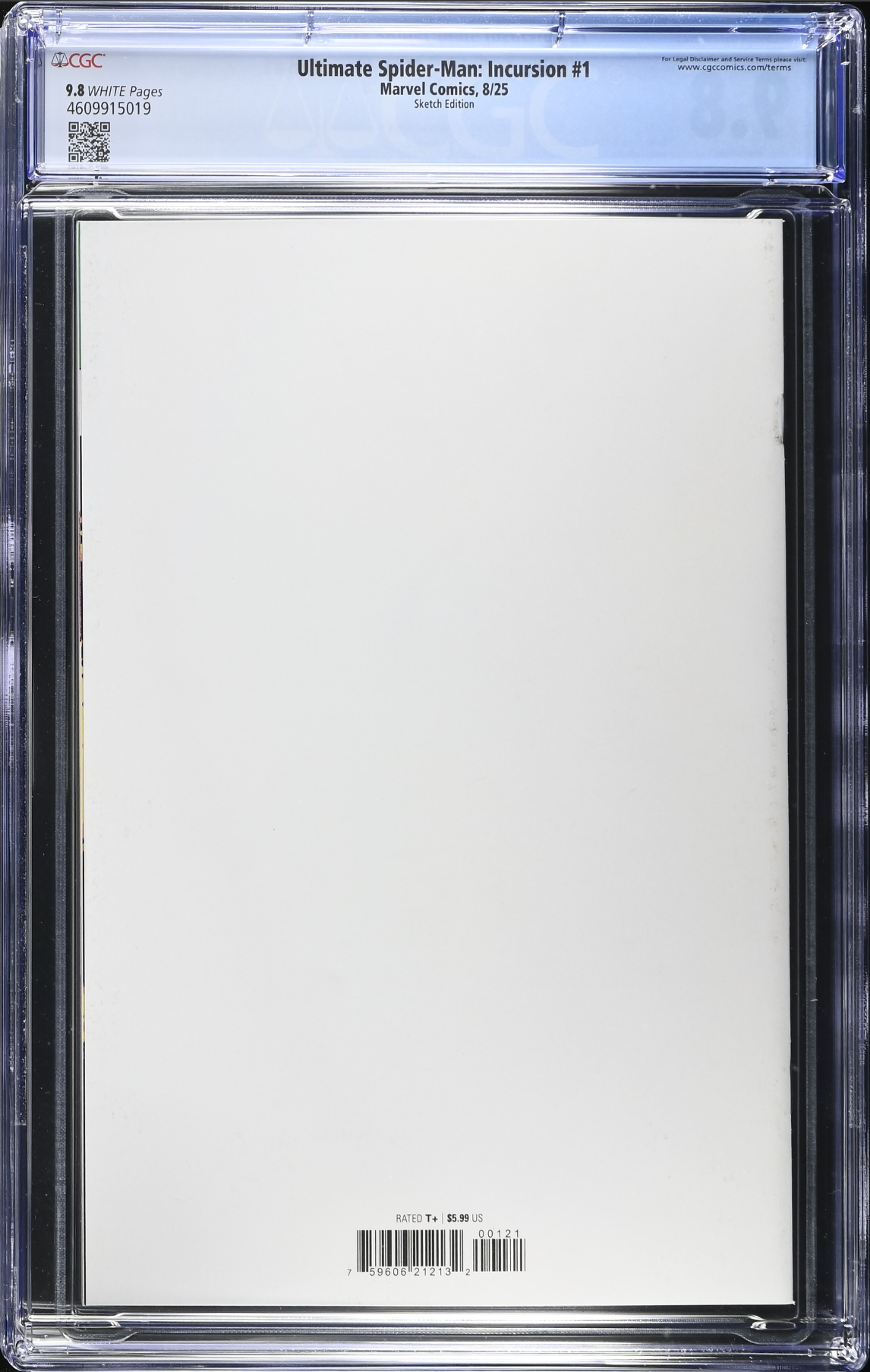 Ultimate Spider-Man: Incursion #1 Blank Sketch Variant CGC 9.8