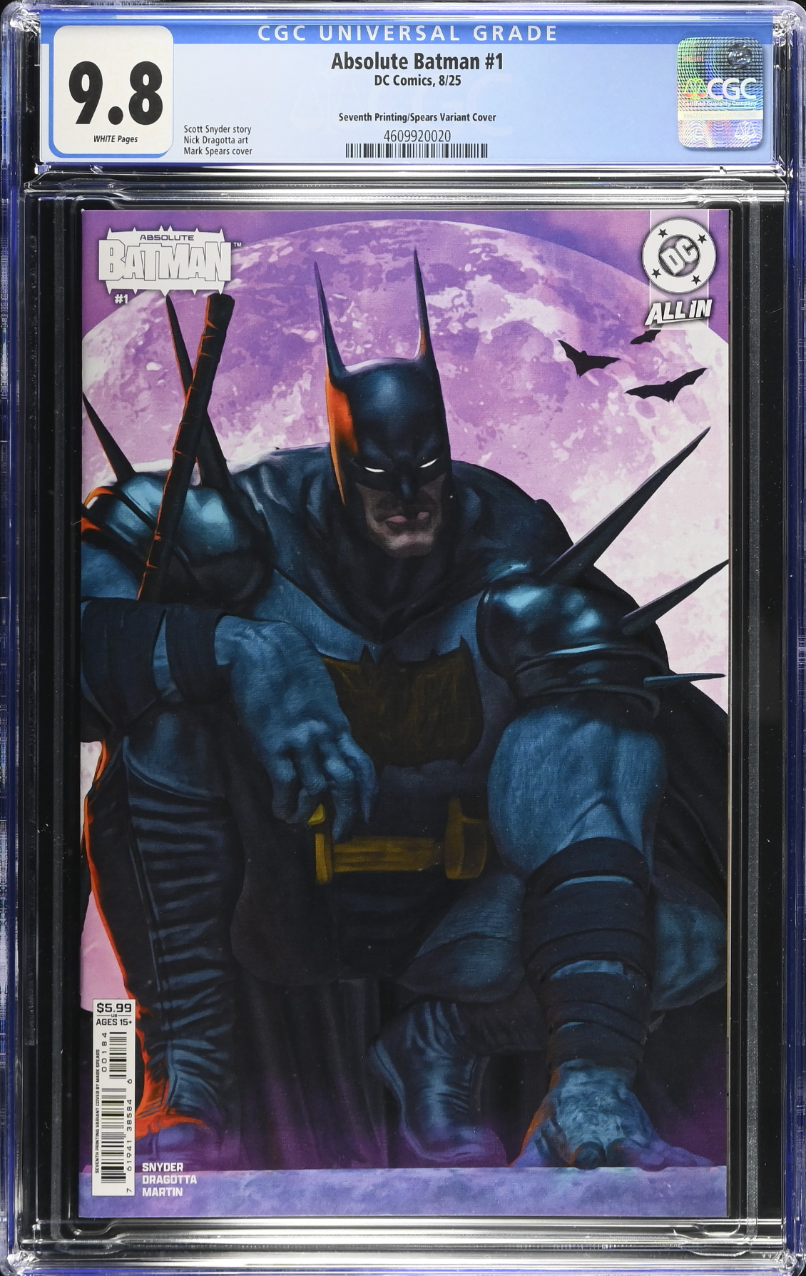 Absolute Batman #1 Seventh Printing Spears Variant CGC 9.8