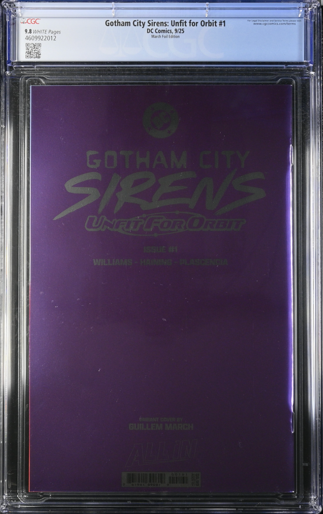 Gotham City Sirens: Unfit for Orbit #1 March Foil Variant CGC 9.8