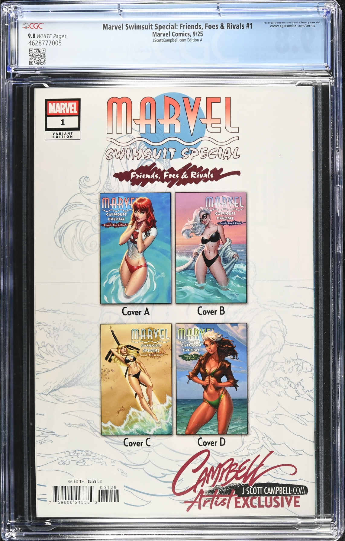 Marvel Swimsuit Special: Friends, Foes & Rivals #1 J. Scott Campbell Exclusive A - MJ - CGC 9.8