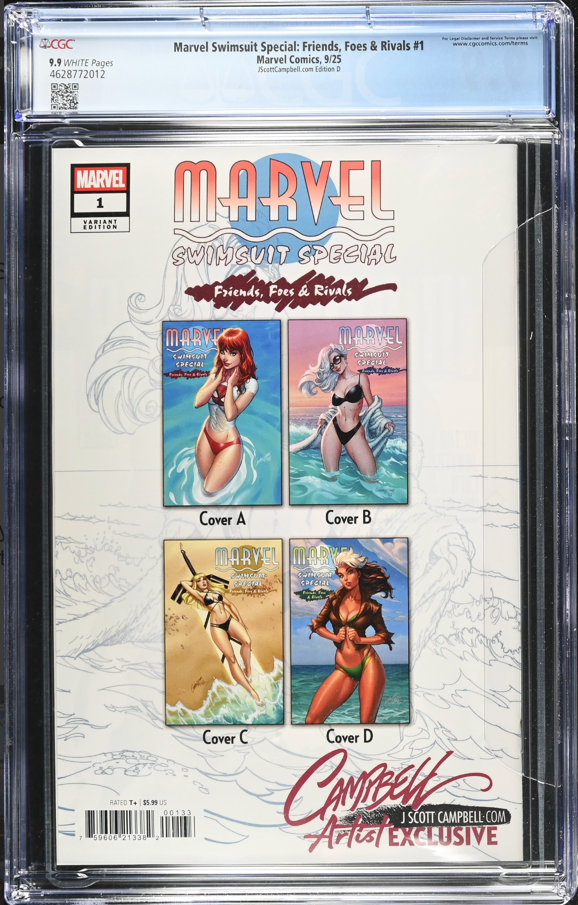 Marvel Swimsuit Special: Friends, Foes & Rivals #1 J. Scott Campbell Exclusive B - Black Cat - CGC 9.9