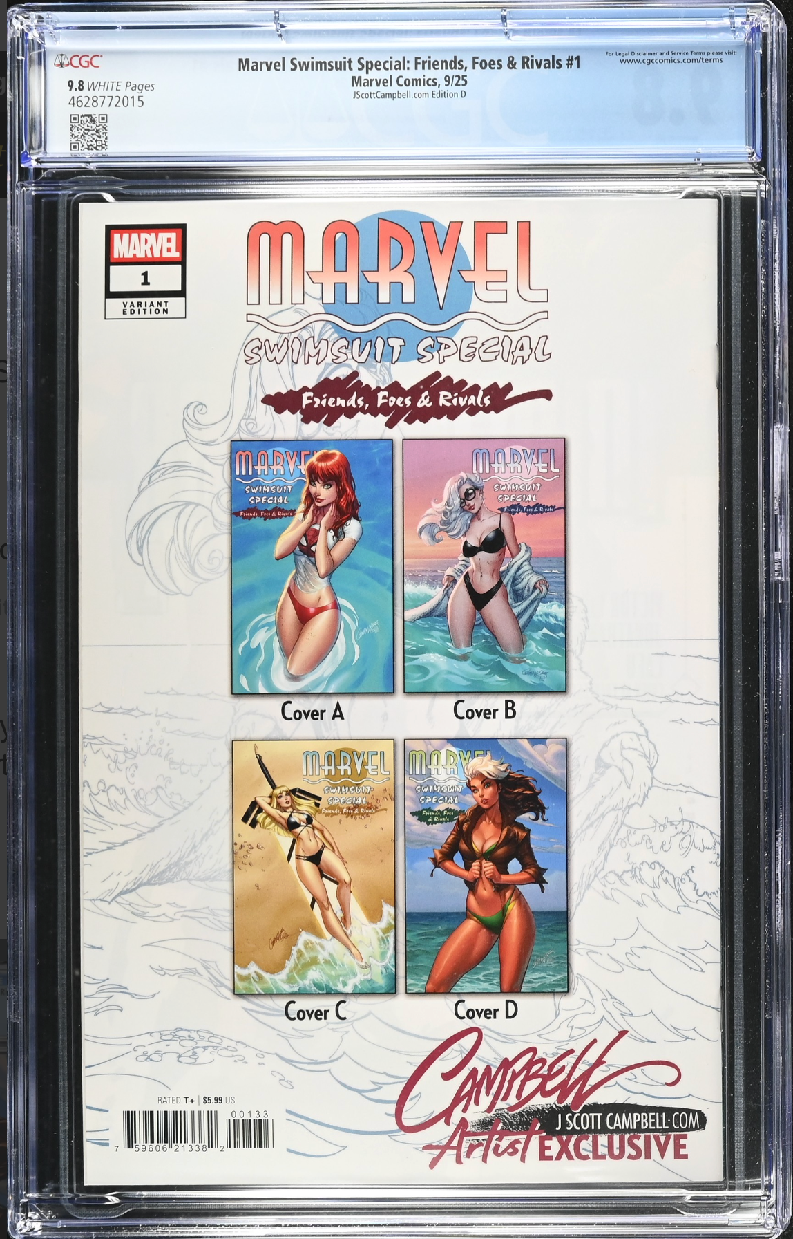 Marvel Swimsuit Special: Friends, Foes & Rivals #1 J. Scott Campbell Exclusive D - Rogue - CGC 9.8