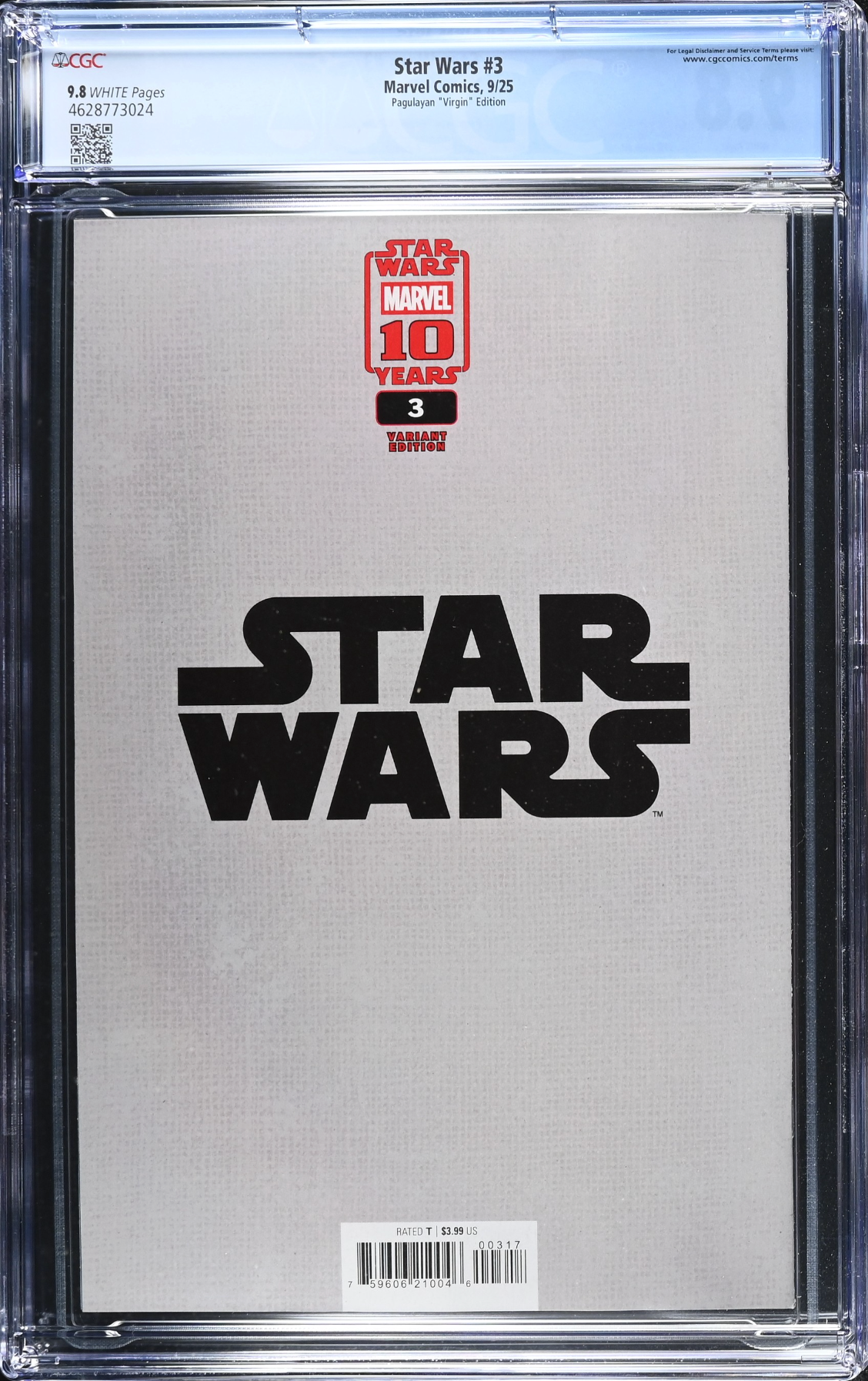 Star Wars #3 Pagulayan 1:100 Virgin Retailer Incentive Variant CGC 9.8