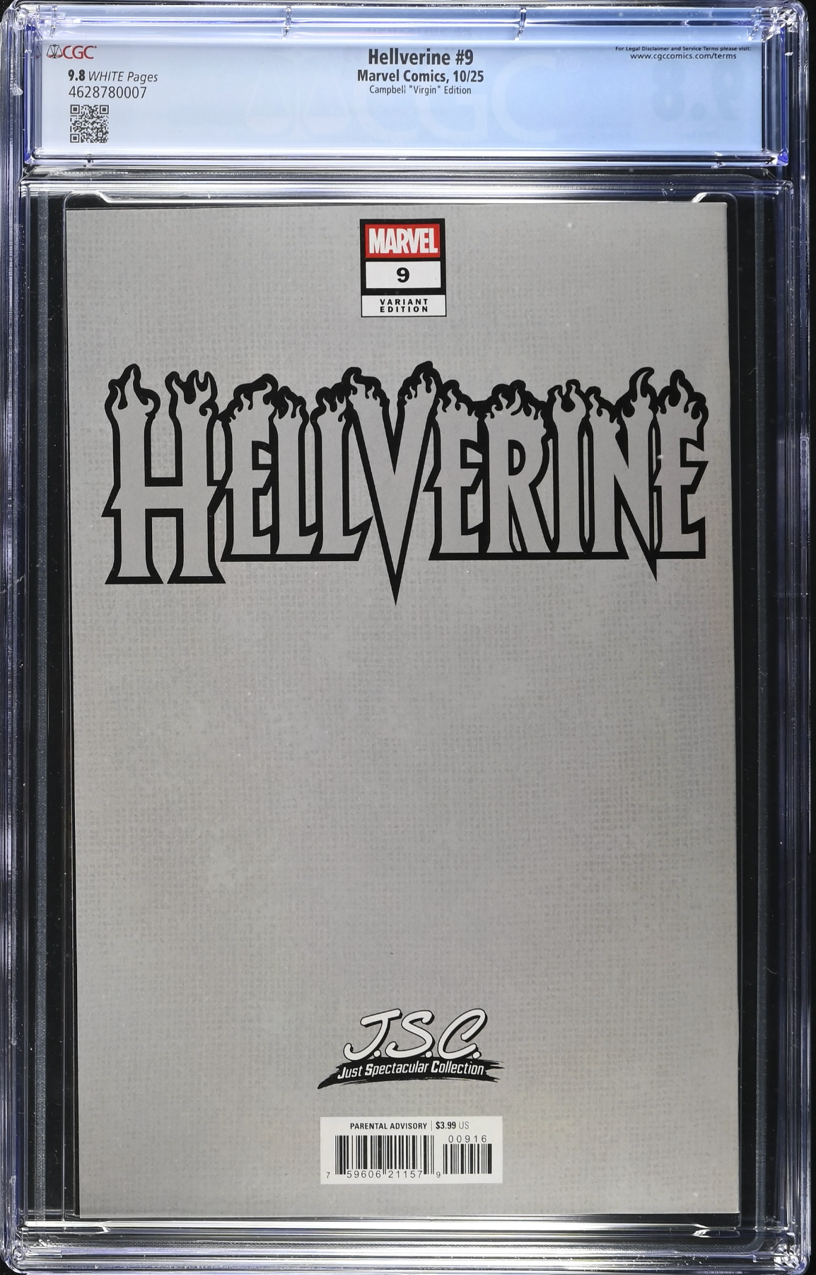 Hellverine #9 Campbell 1:100 Virgin Retailer Incentive Variant CGC 9.8