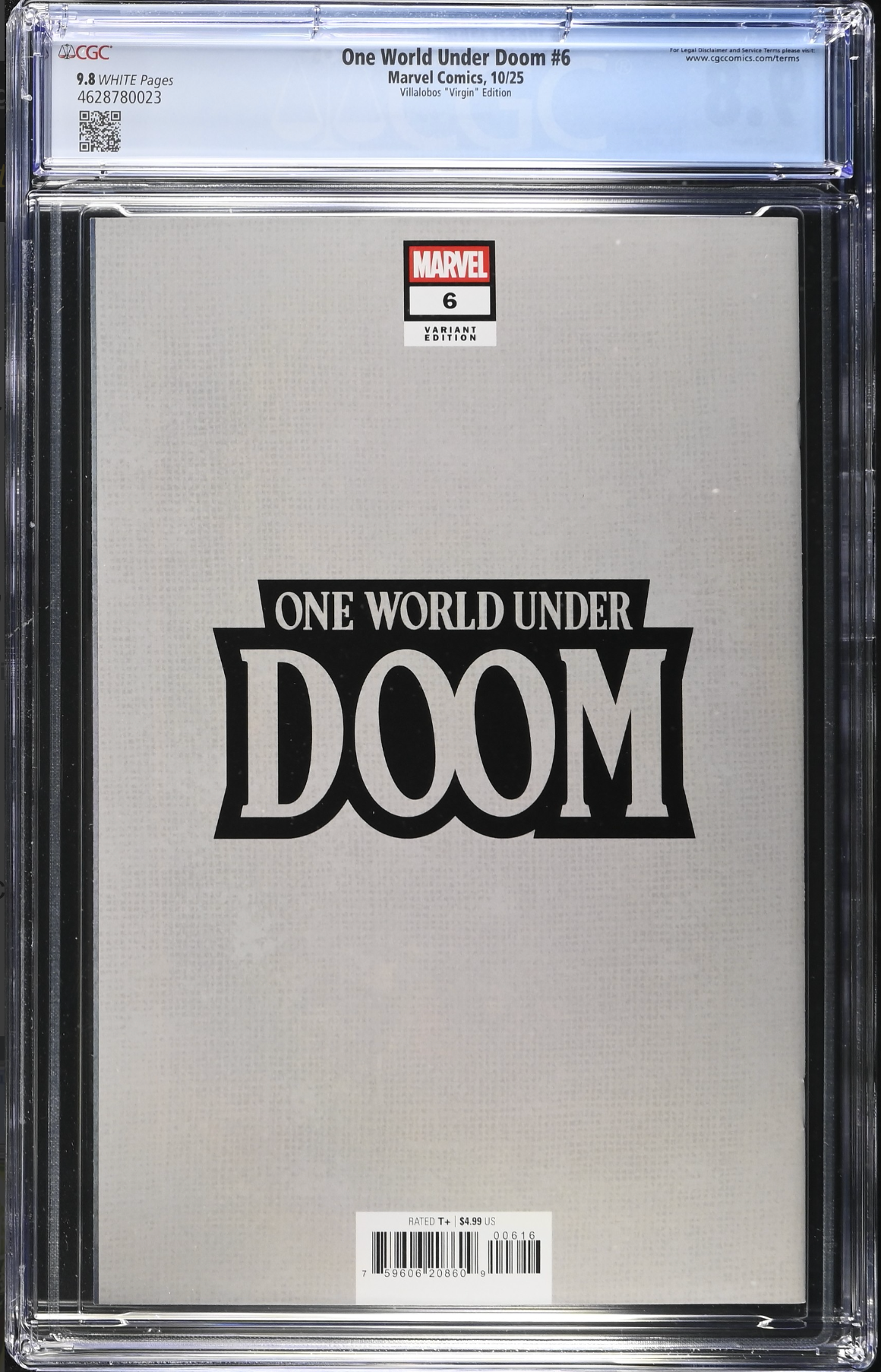 One World Under Doom #6 Villalobos 1:50 Virgin Retailer Incentive Variant CGC 9.8