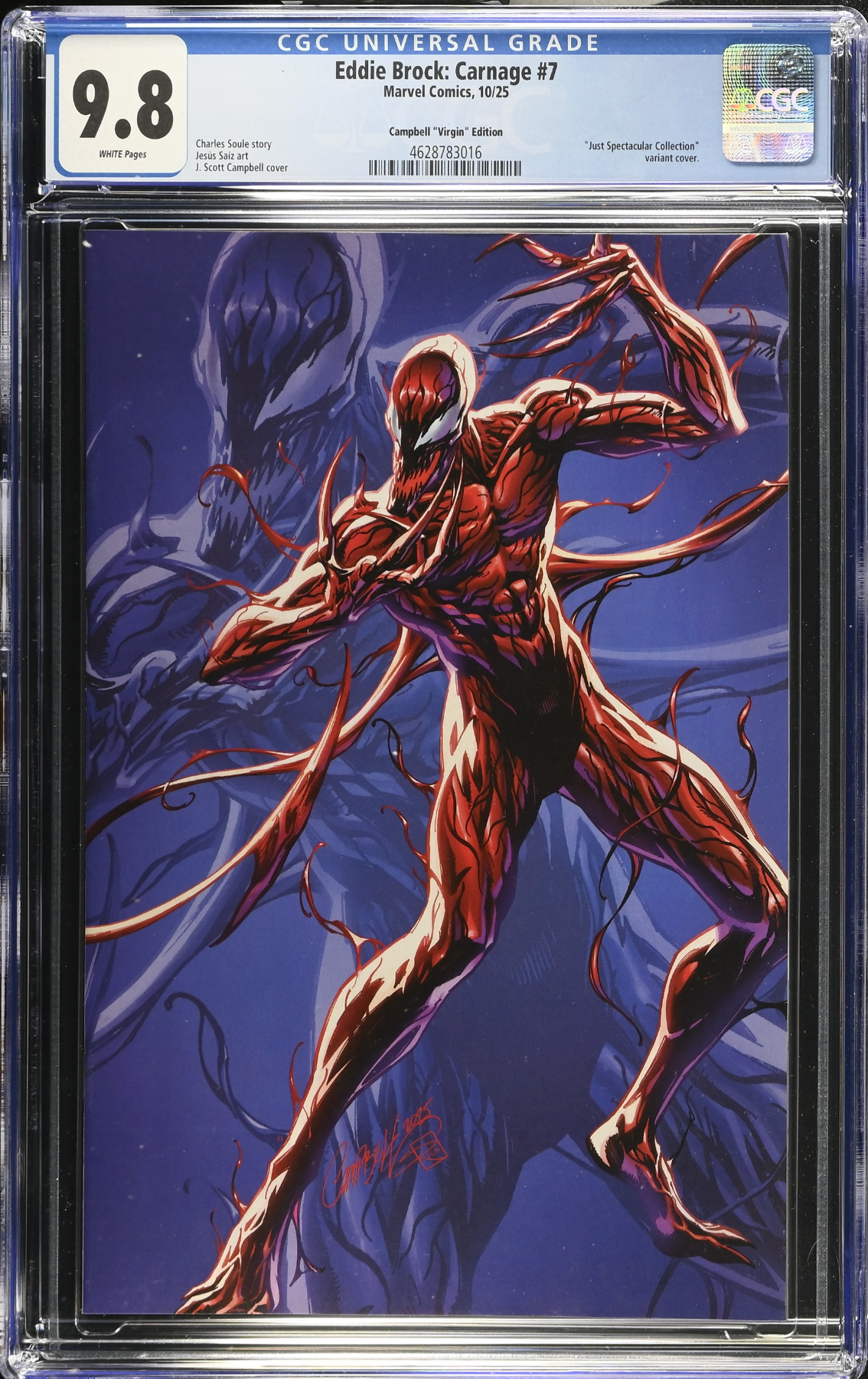 Eddie Brock: Carnage #7 Campbell 1:100 Virgin Retailer Incentive Variant CGC 9.8