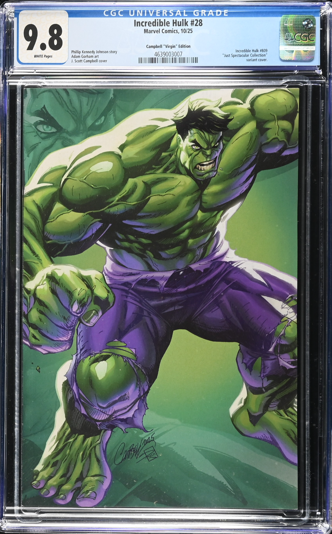 Incredible Hulk #28 Campbell 1:100 Virgin Retailer Incentive Variant CGC 9.8