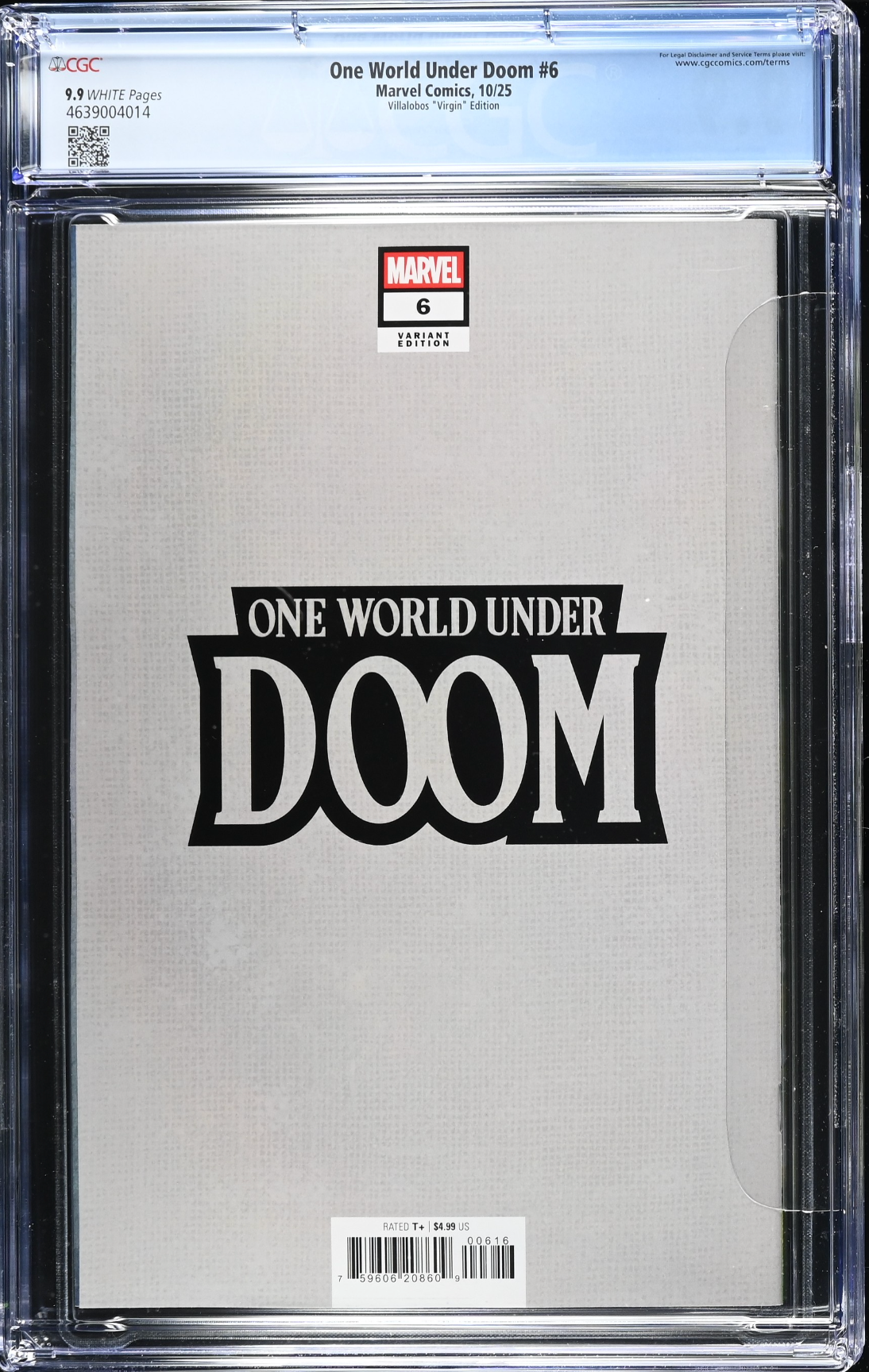 One World Under Doom #6 Villalobos 1:50 Virgin Retailer Incentive Variant CGC 9.9
