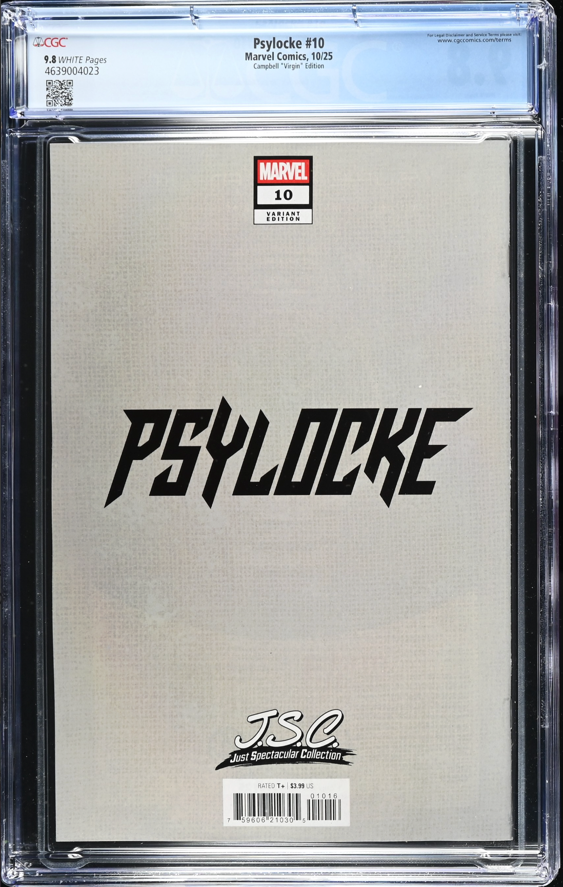 Psylocke #10 Campbell 1:100 Virgin Retailer Incentive Variant CGC 9.8