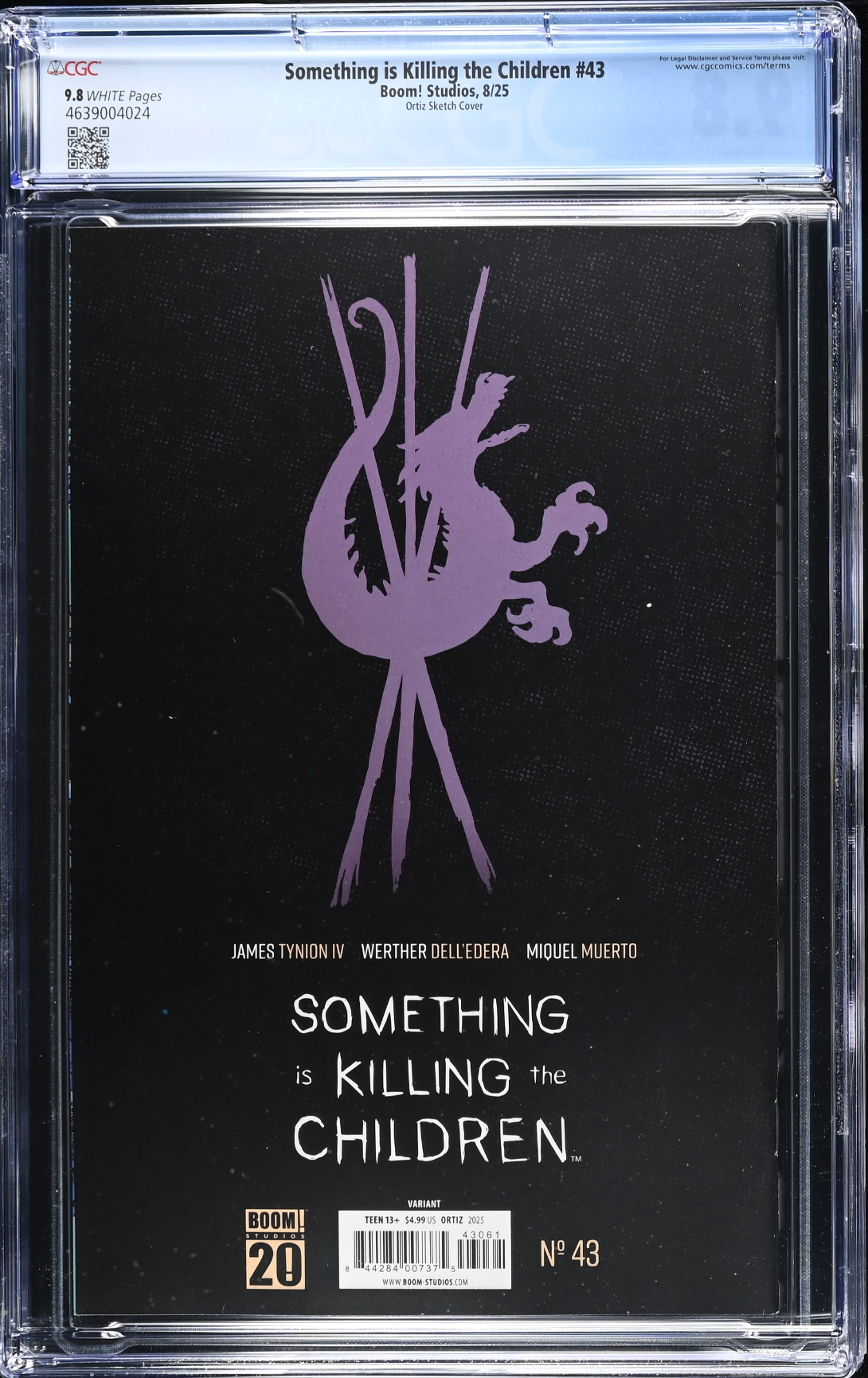 Something is Killing the Children #43 Ortiz 1:25 B&W Virgin Retailer Incentive Variant CGC 9.8