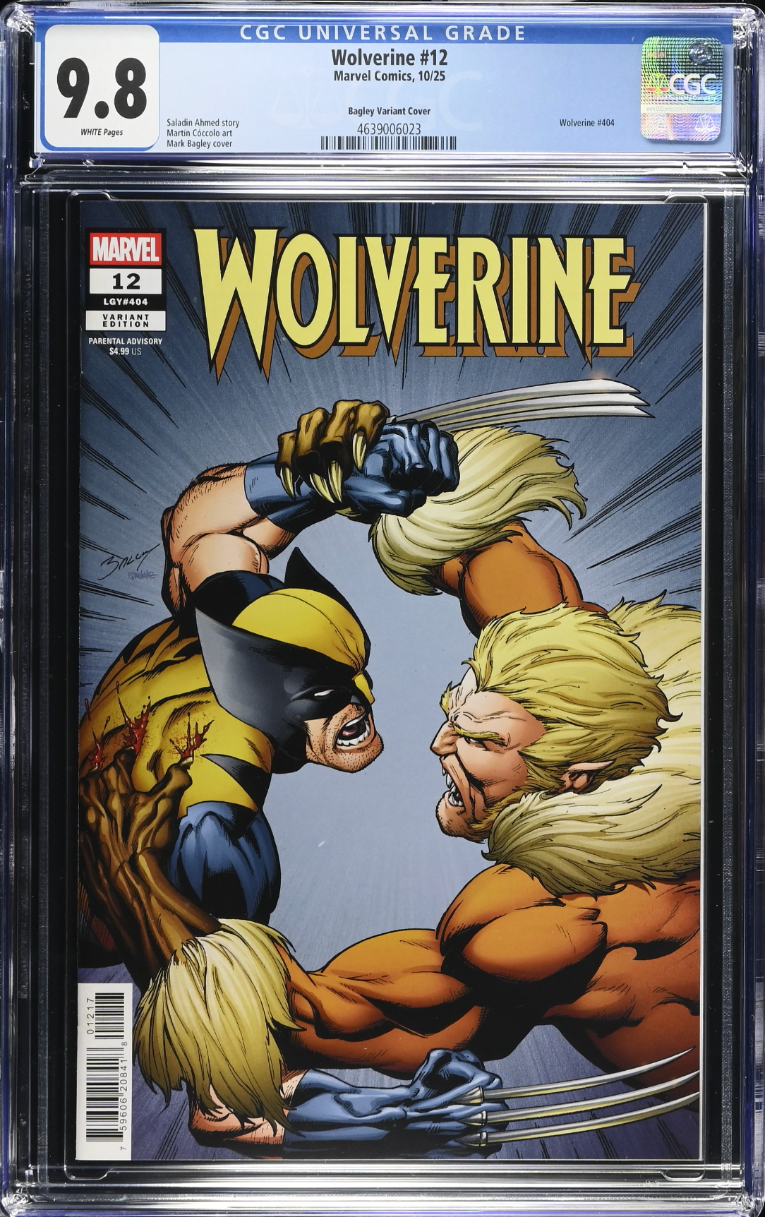 Wolverine #12 Bagley 1:25 Retailer Incentive Variant CGC 9.8