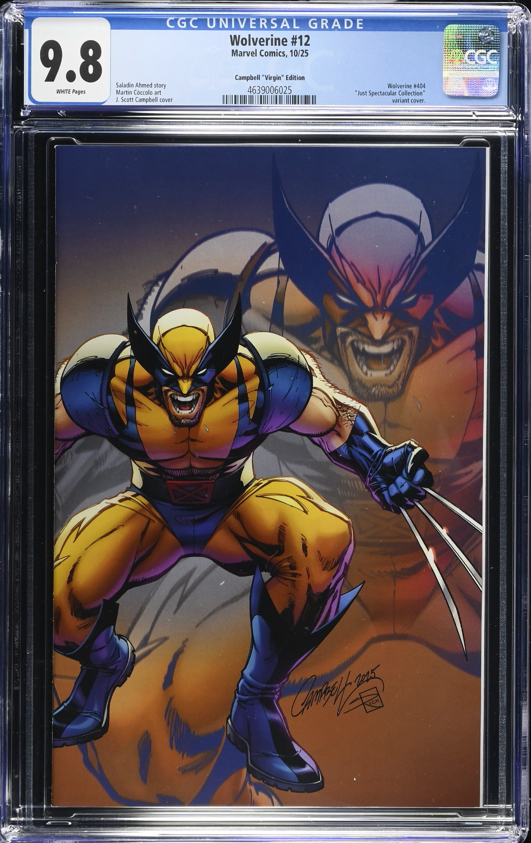 Wolverine #12 Campbell 1:100 Virgin Retailer Incentive Variant CGC 9.8