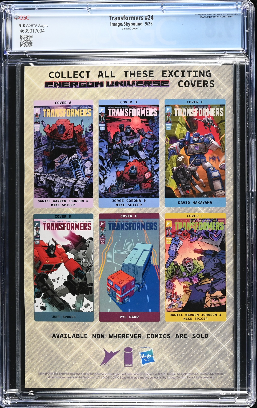 Transformers #24 Parr 1:50 Retailer Incentive Variant CGC 9.8