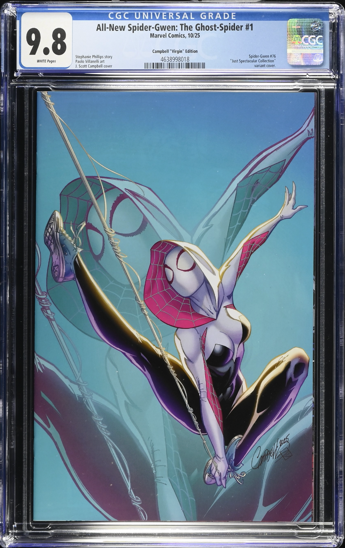 All-New Spider-Gwen: The Ghost Spider #1 Campbell 1:100 Virgin Retailer Incentive Variant CGC 9.8