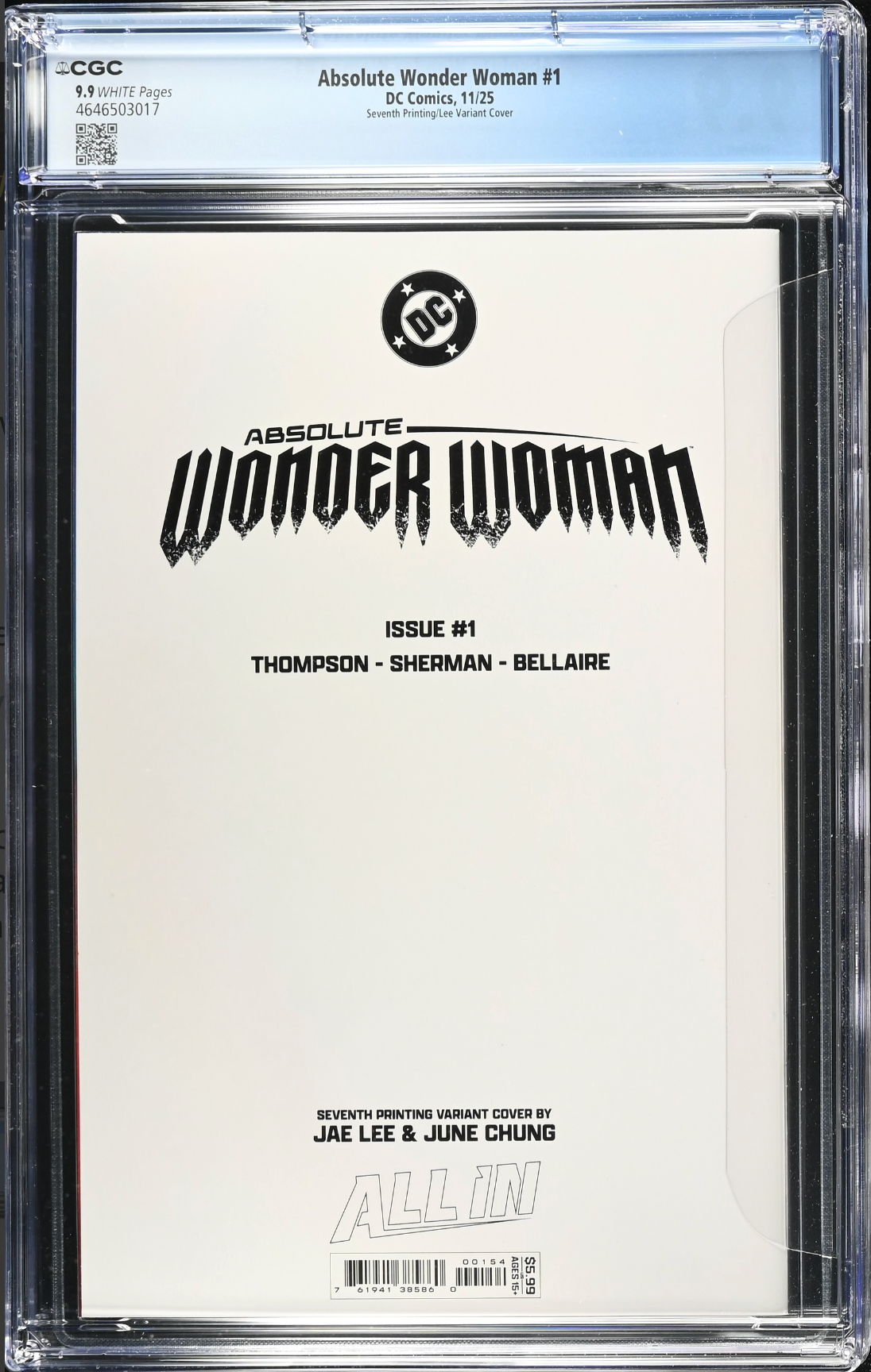 Absolute Wonder Woman #1 Seventh Printing Jae Lee Variant CGC 9.9
