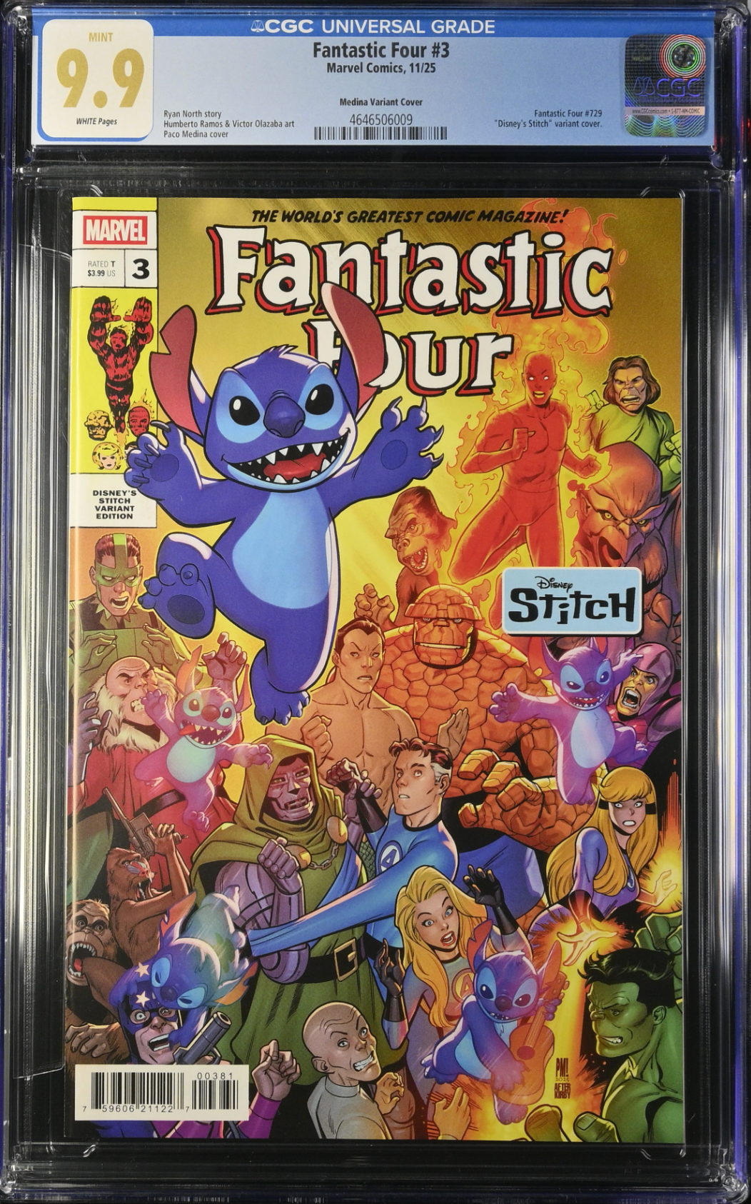Fantastic Four #3 Medina Disney Stitch Variant CGC 9.9