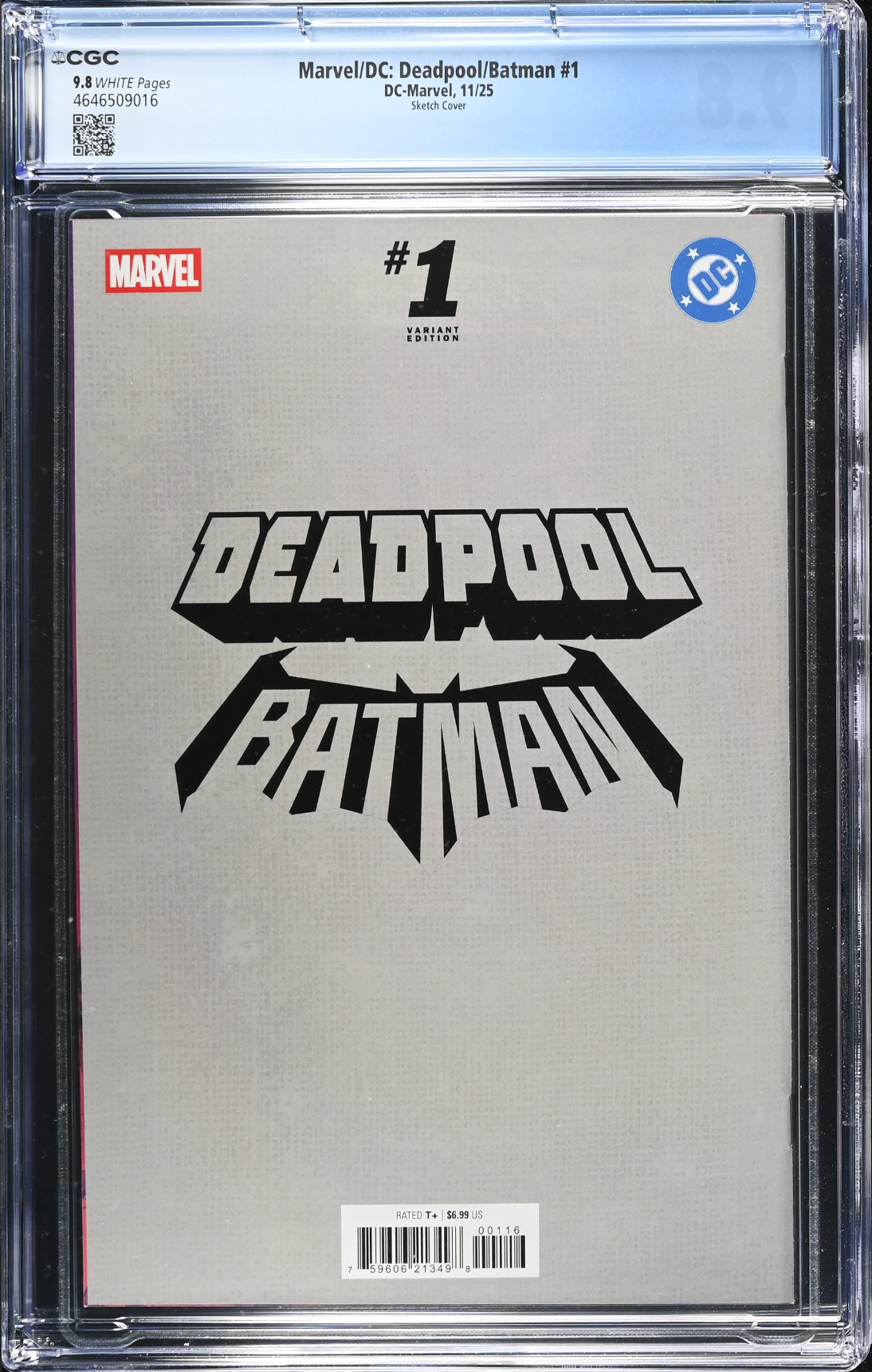 Marvel/DC: Deadpool/Batman #1 Capullo 1:200 Virgin Sketch Retailer Incentive Variant CGC 9.8