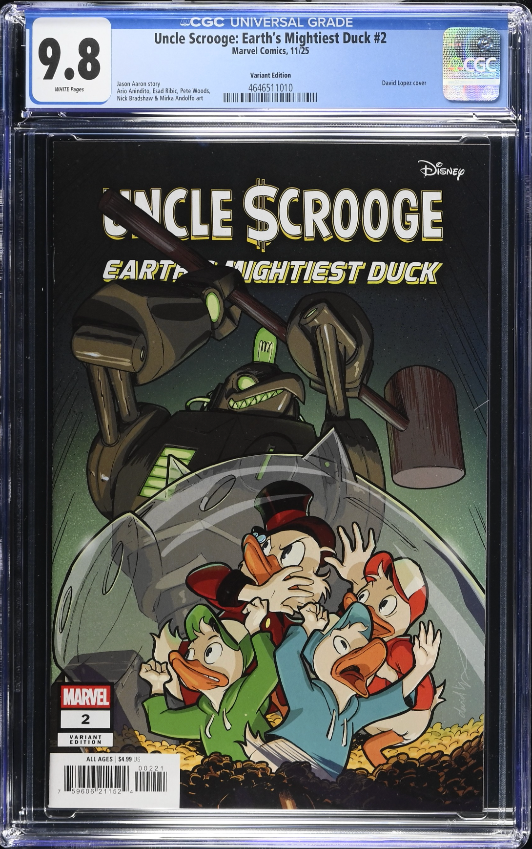 Uncle Scrooge: Earth's Mightiest Duck #2 Lopez Variant CGC 9.8