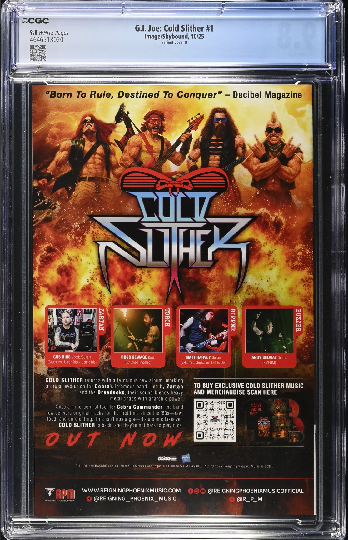 G.I. Joe: Cold Slither #1 Cabal Variant CGC 9.8