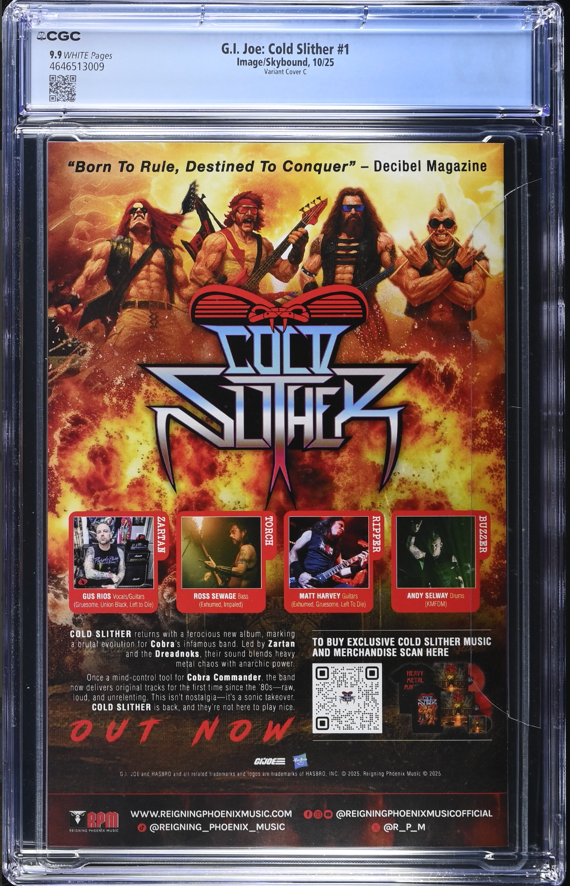 G.I. Joe: Cold Slither #1 Schoonover 1:10 Retailer Incentive Variant CGC 9.9