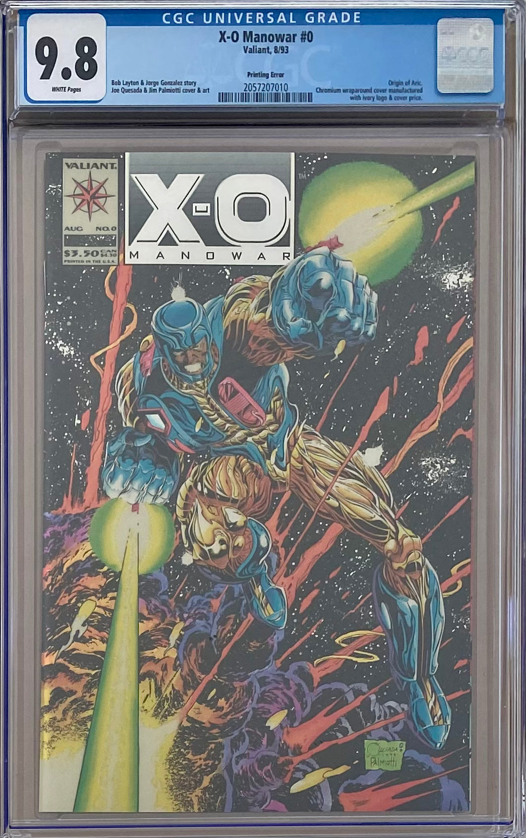 X-O Manowar #0 Printing Error CGC 9.8