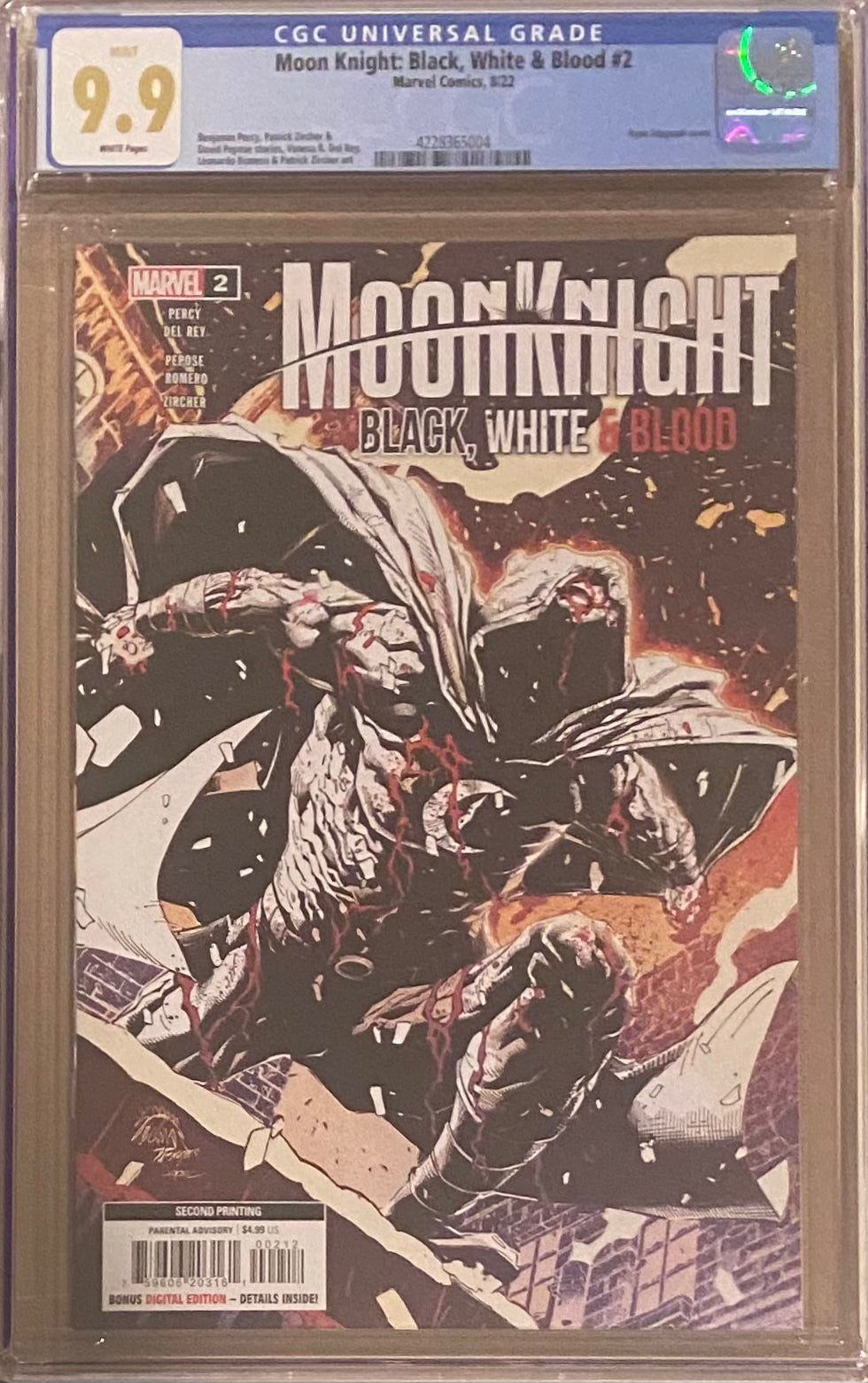 Moon Knight: Black, White, and Blood #2 Second Printing CGC 9.9