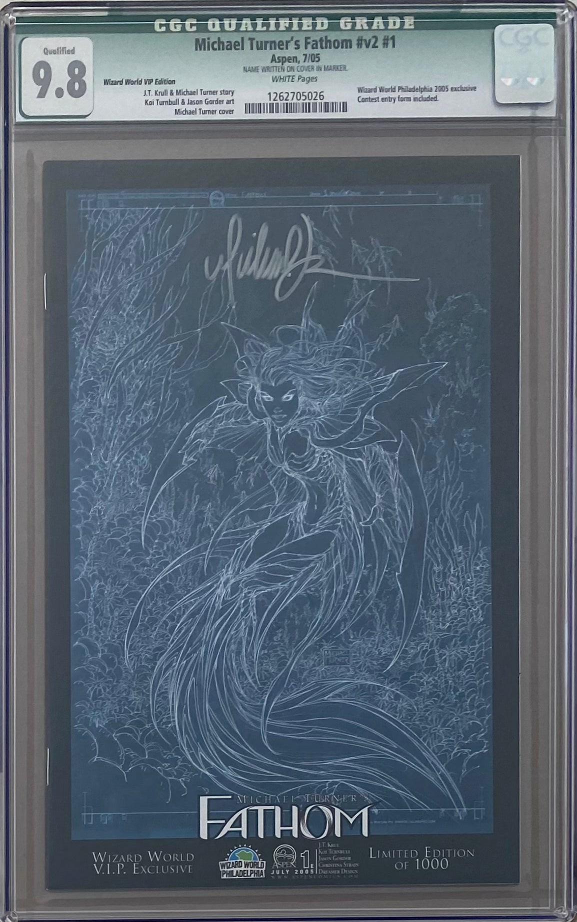Michael Turner's Fathom #v2 #1 Wizard World VIP Edition CGC 9.8 Qualified