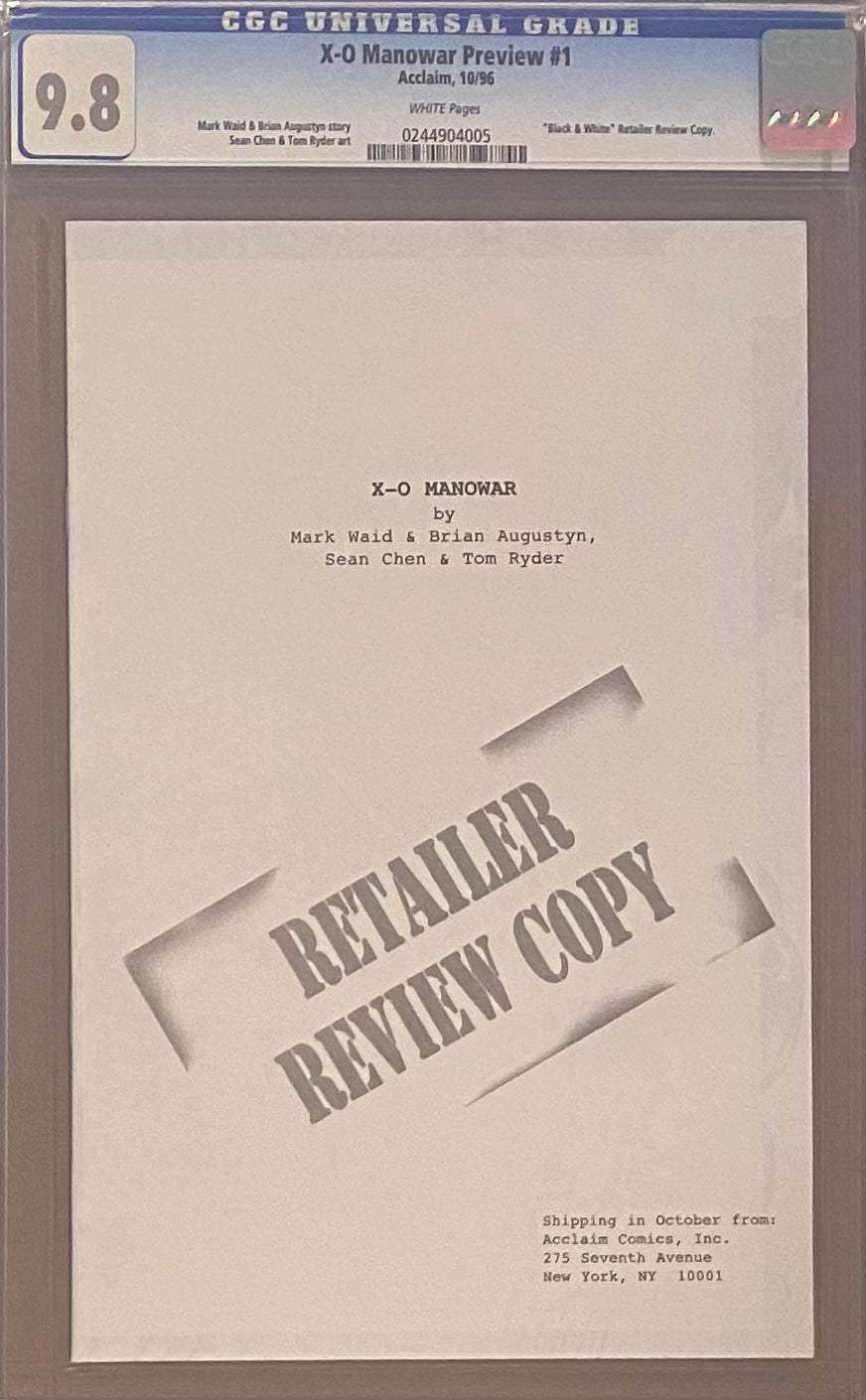 X-O Manowar Preview #1 CGC 9.8