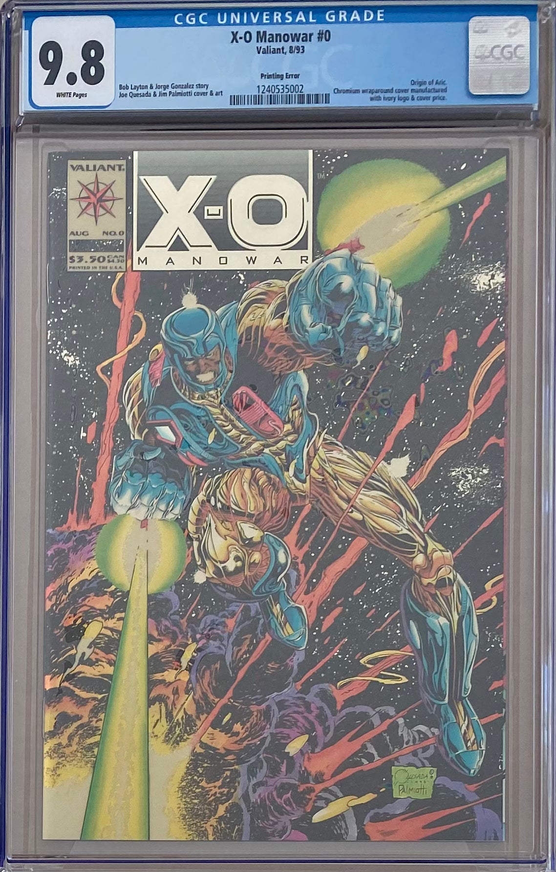 X-O Manowar #0 Printing Error CGC 9.8