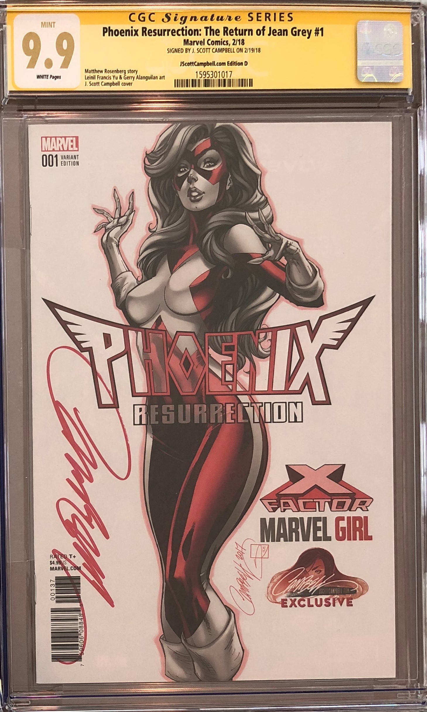 Phoenix Resurrection: The Return of Jean Grey #1 J. Scott Campbell Edition D Variant CGC 9.9 SS