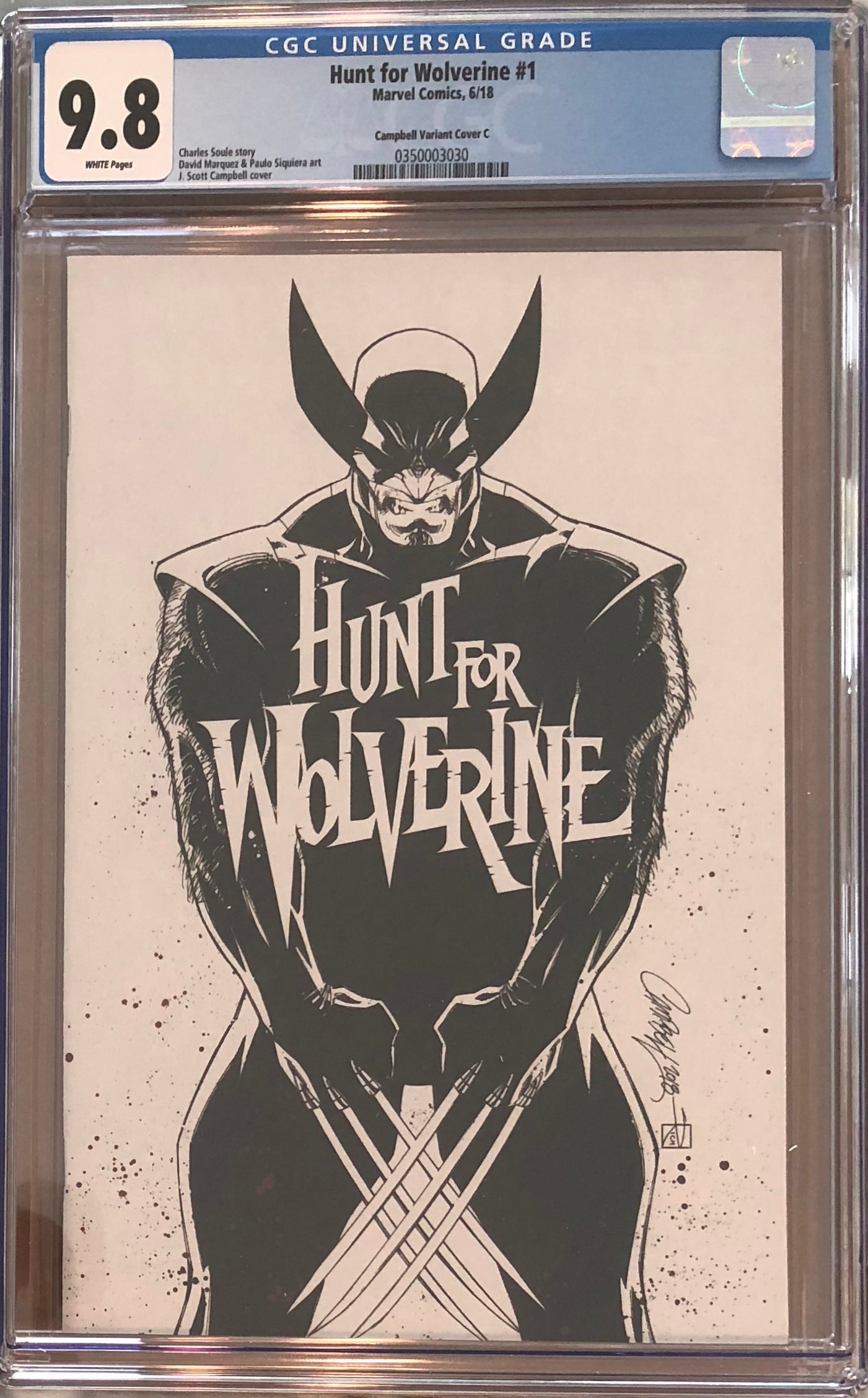 Hunt For Wolverine #1 J. Scott Campbell Calgary Expo "White" C Virgin Sketch Exclusive CGC 9.8