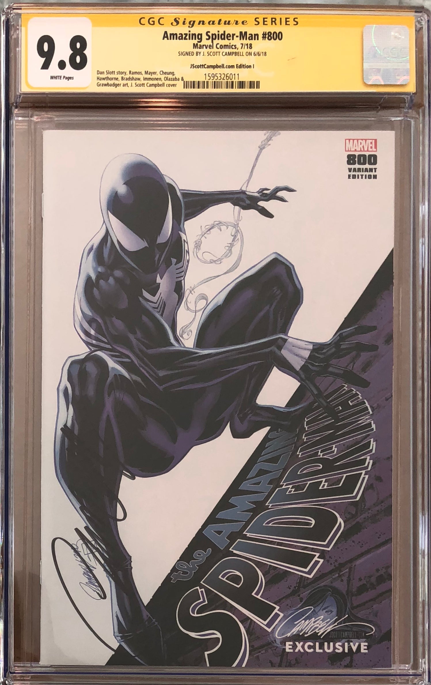 Amazing Spider-Man #800 J. Scott Campbell I Edition SDCC "Black Spider-Man" Exclusive CGC 9.8 SS