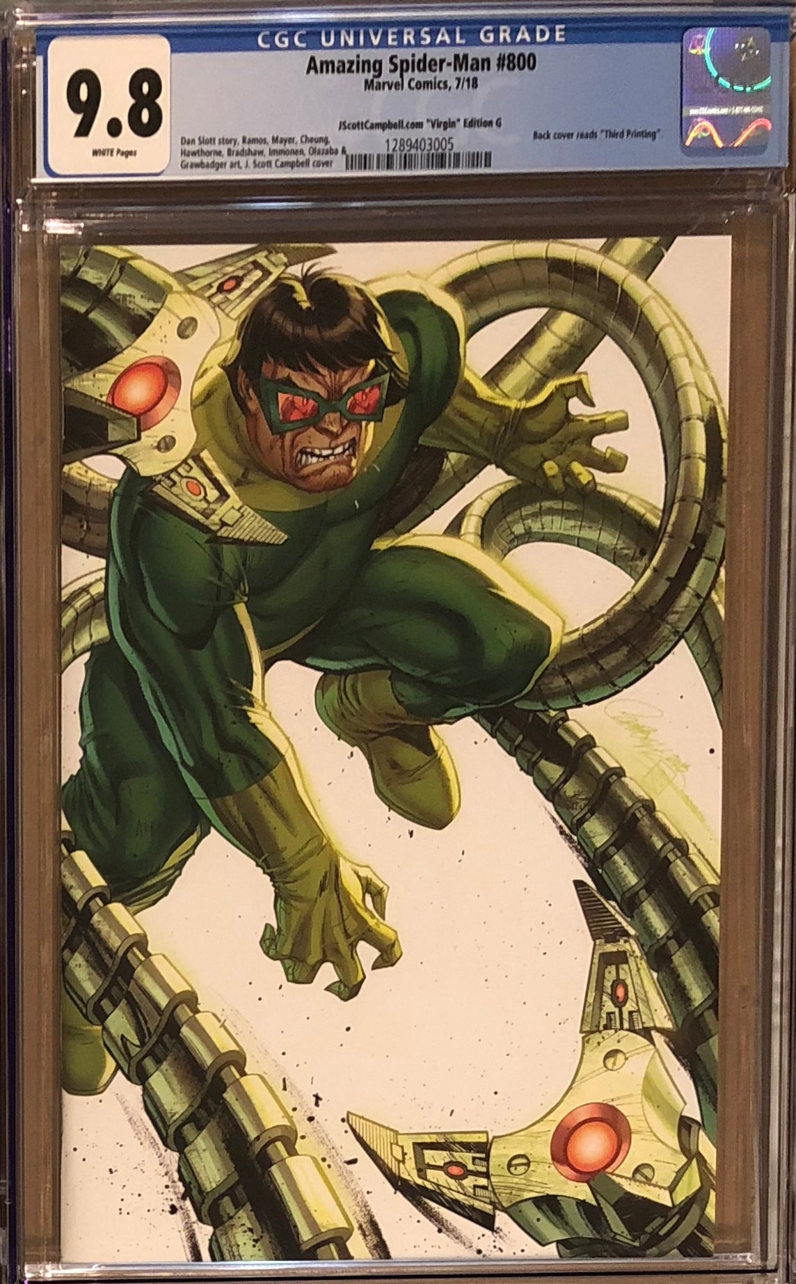 Amazing Spider-Man #800 J. Scott Campbell Edition G "Doctor Octopus" SDCC Virgin Exclusive CGC 9.8