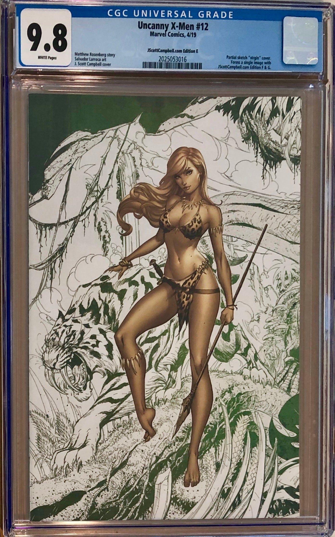 Uncanny X-Men #12 J. Scott Campbell Edition E "Shanna" Color Sketch Virgin Exclusive CGC 9.8
