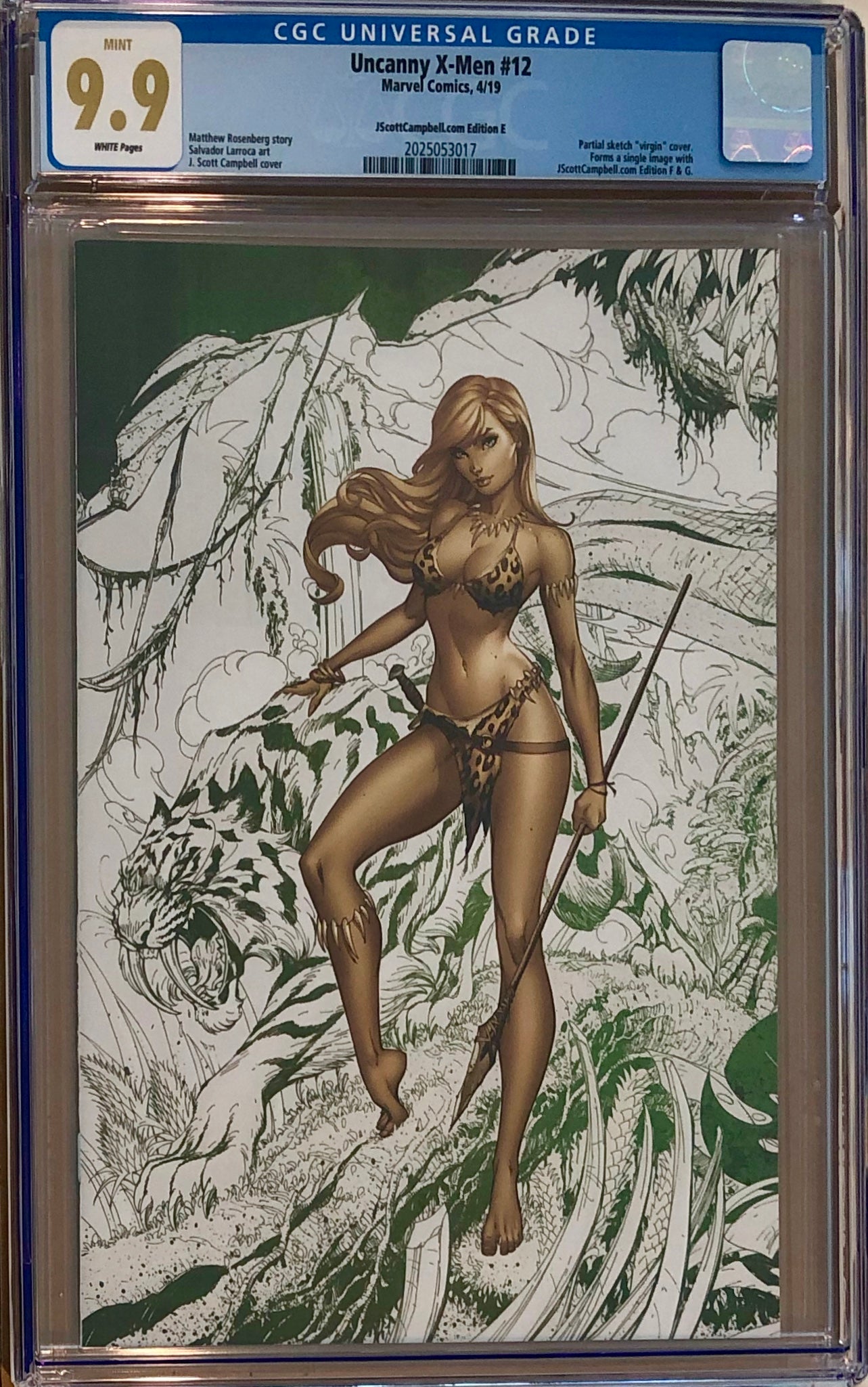 Uncanny X-Men #12 J. Scott Campbell Edition E "Shanna" Color Sketch Virgin Exclusive CGC 9.9 MINT