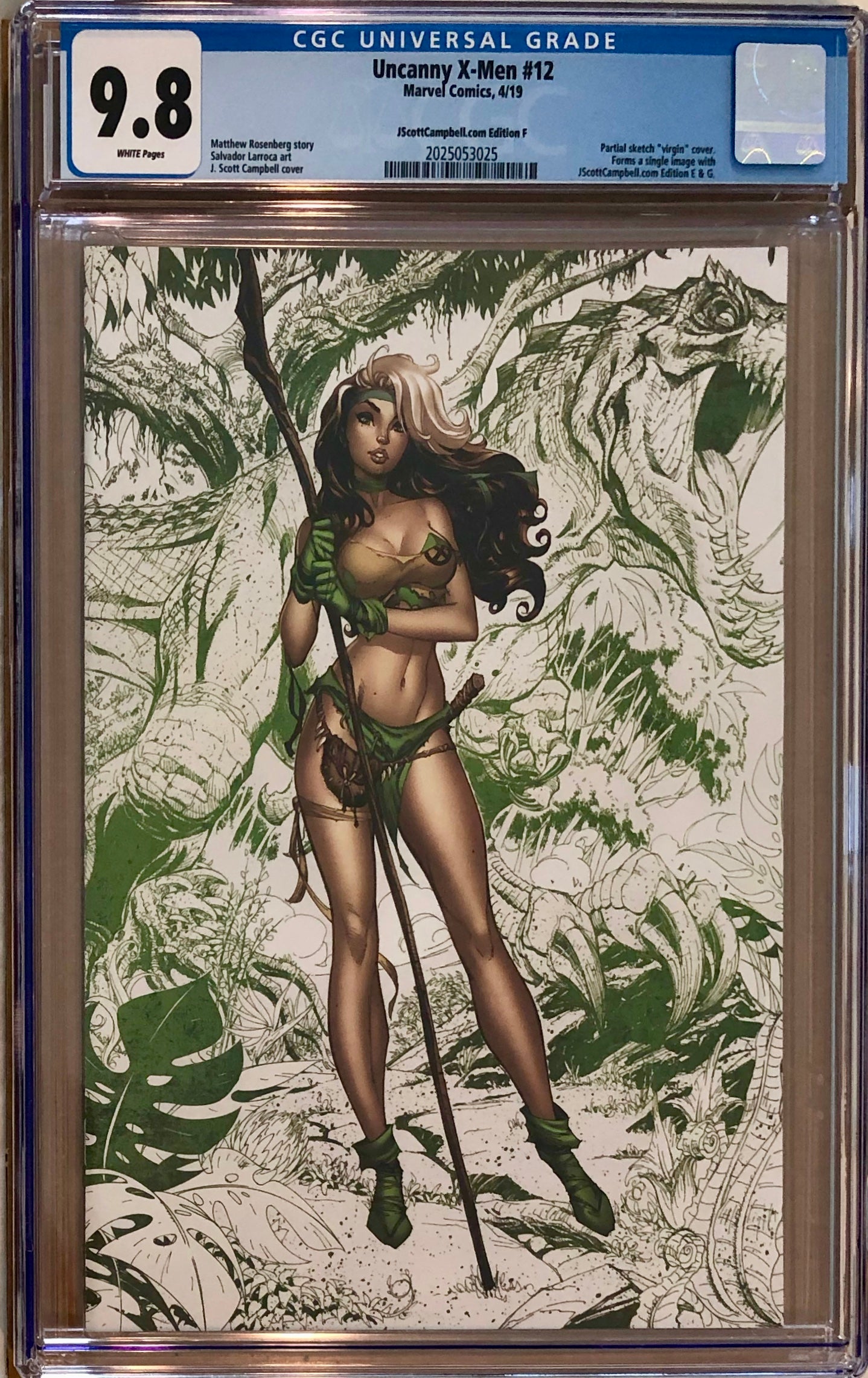 Uncanny X-Men #12 J. Scott Campbell Edition F "Rogue" Color Sketch Virgin Exclusive CGC 9.8