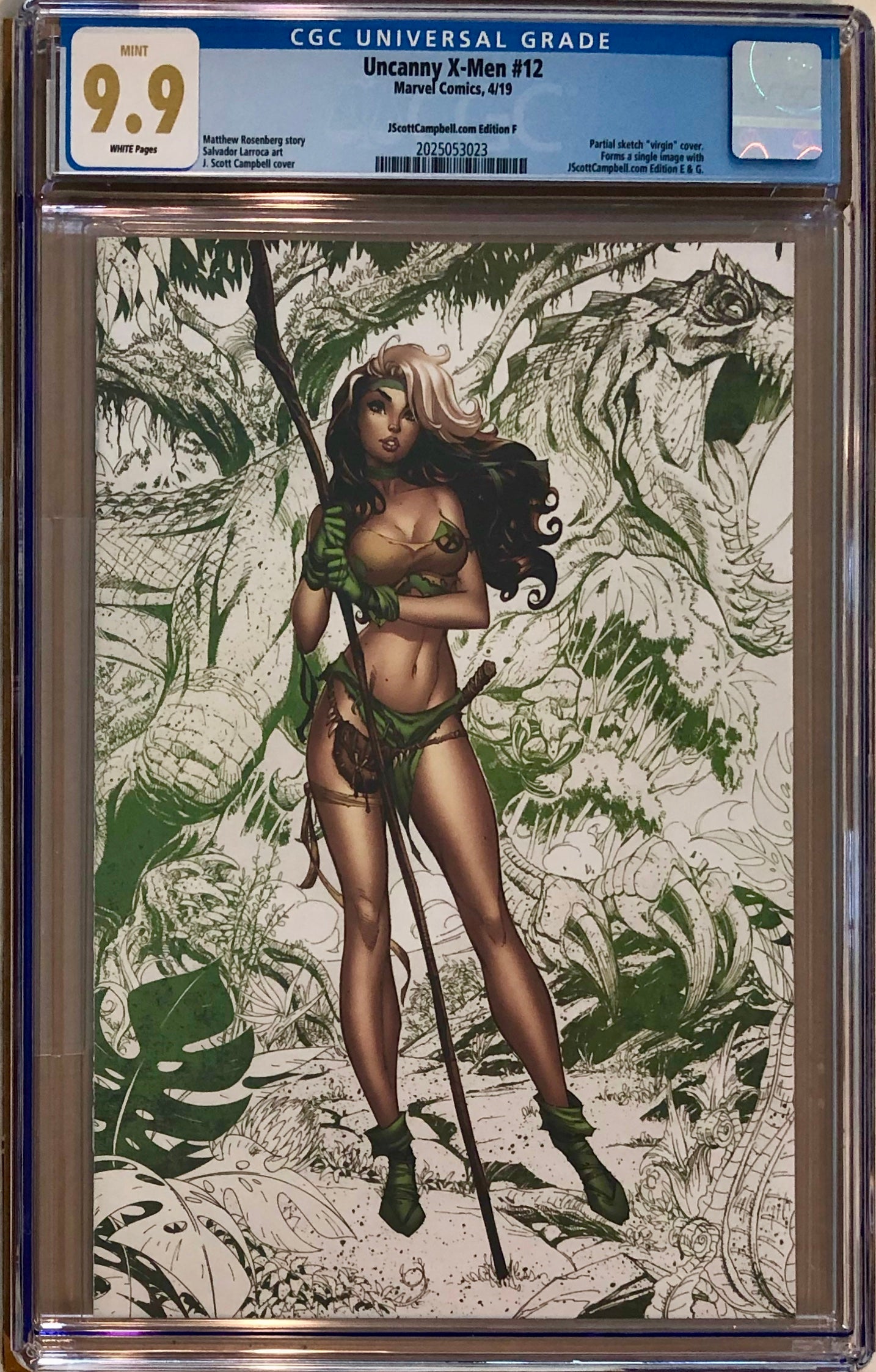 Uncanny X-Men #12 J. Scott Campbell Edition F "Rogue" Color Sketch Virgin Exclusive CGC 9.9 MINT