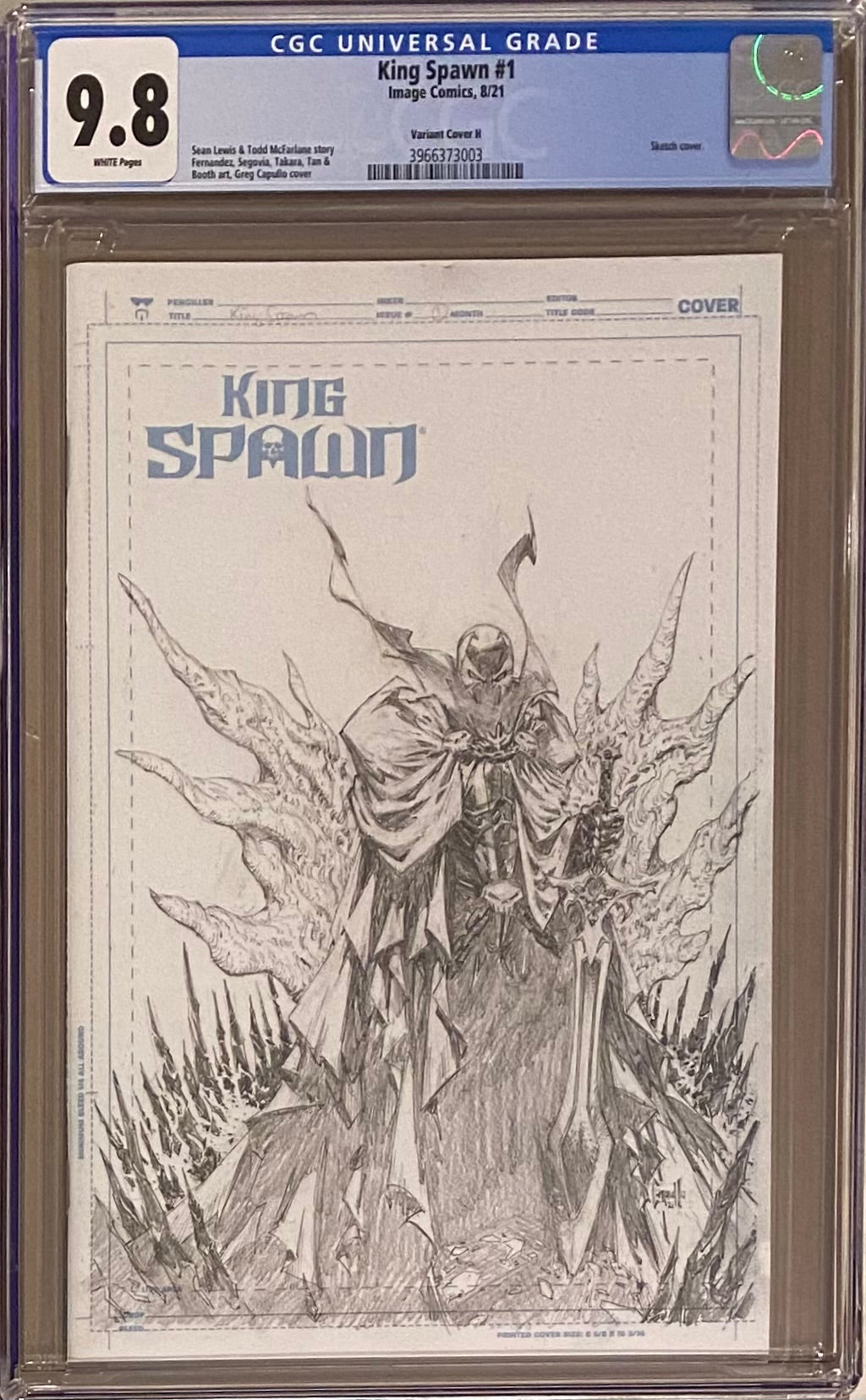 King Spawn #1 Capullo 1:50 Retailer Incentive Pencils Variant CGC 9.8